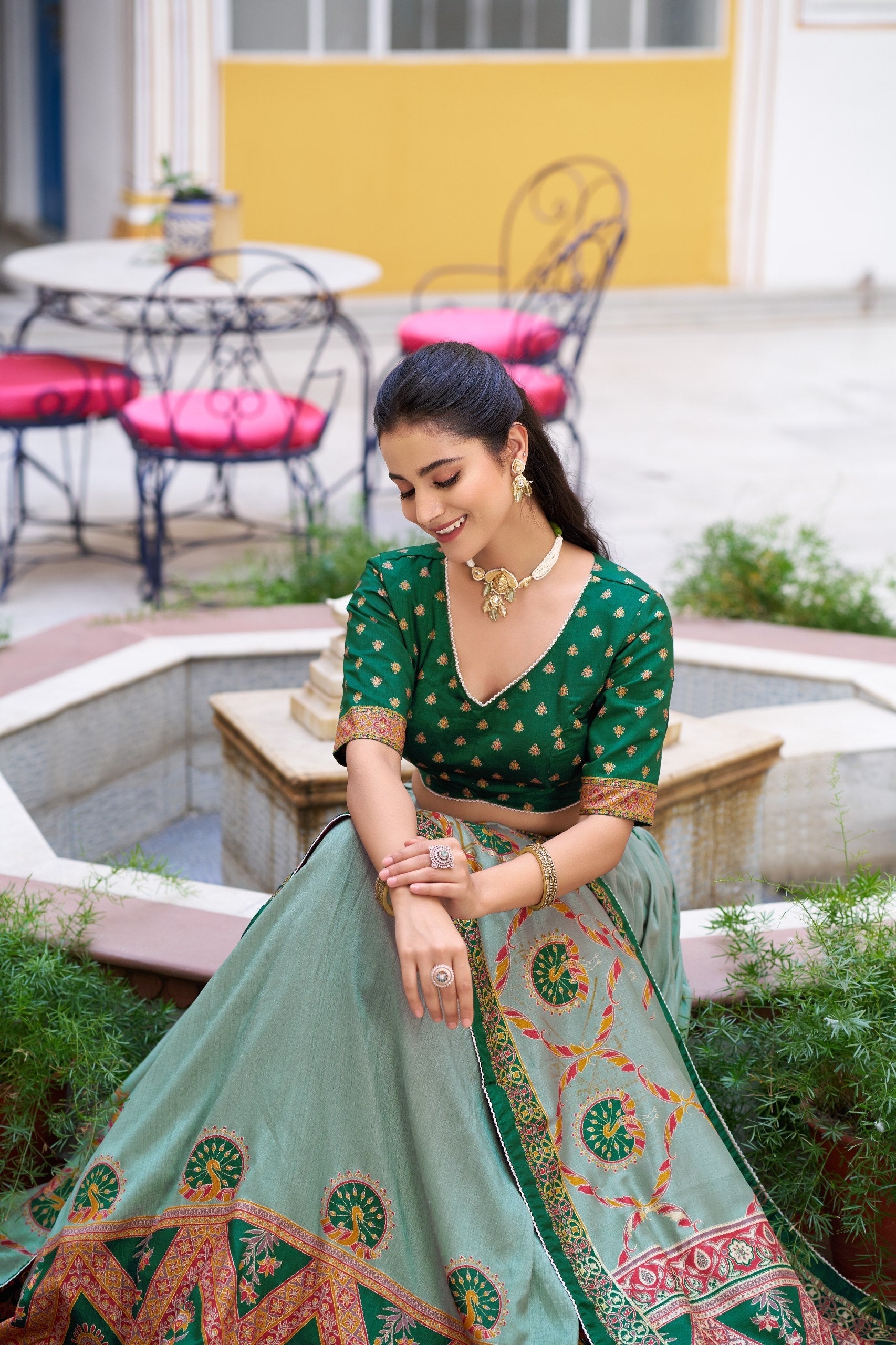 Silk Printed Lehenga with Iconic Sparkle
