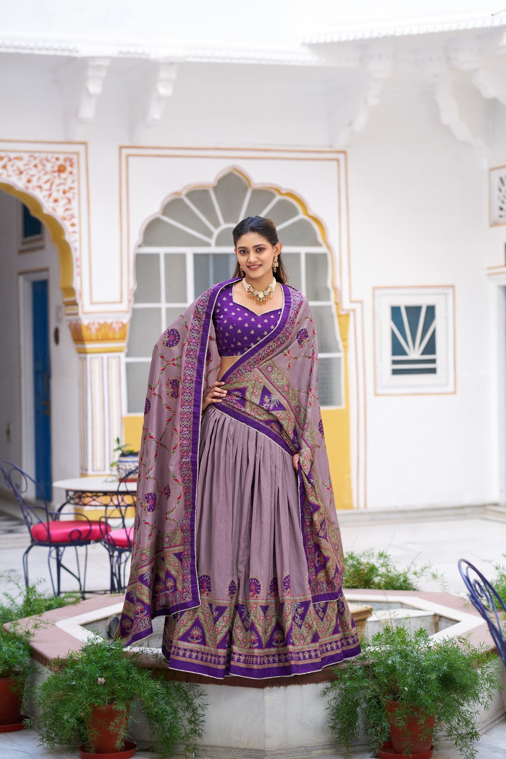 Silk Printed Lehenga with Iconic Sparkle