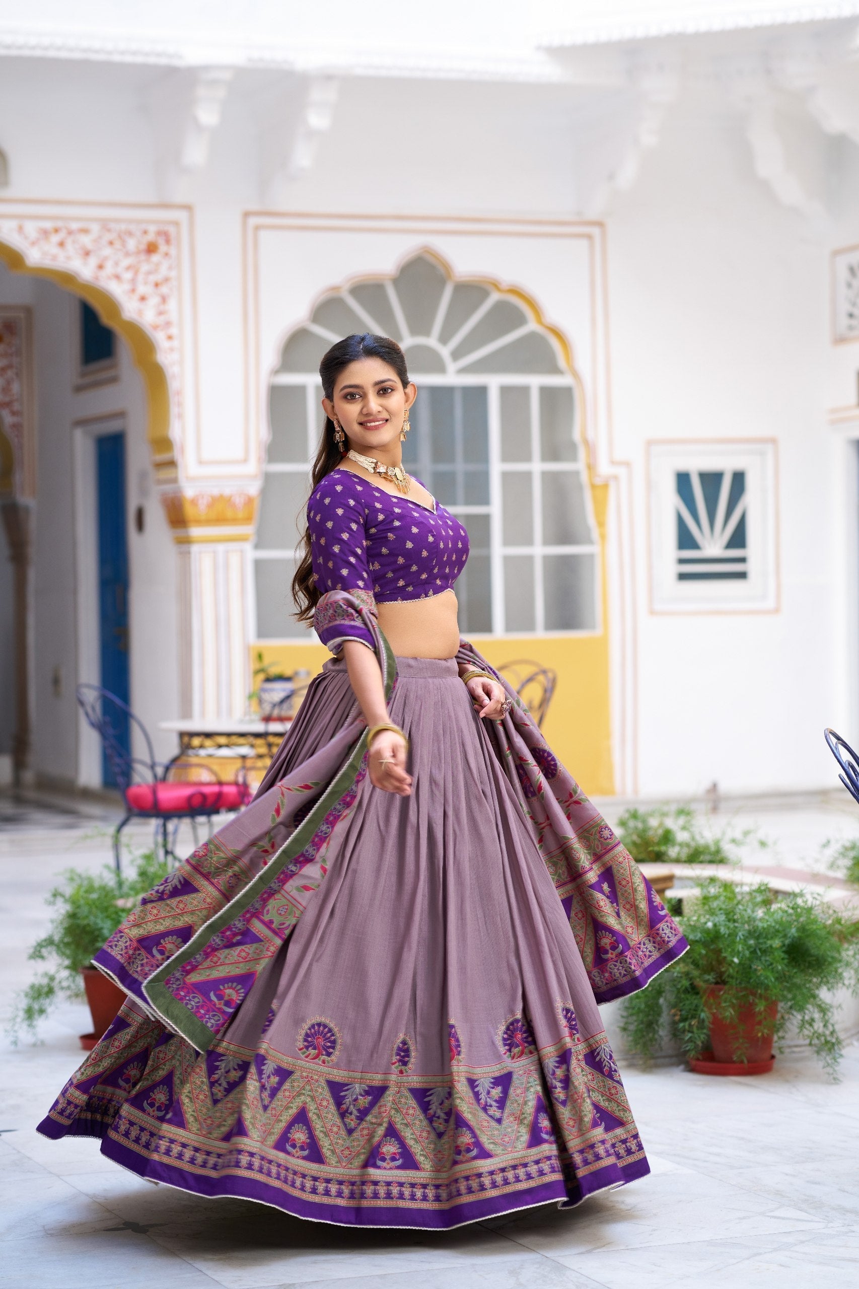 Silk Printed Lehenga with Iconic Sparkle