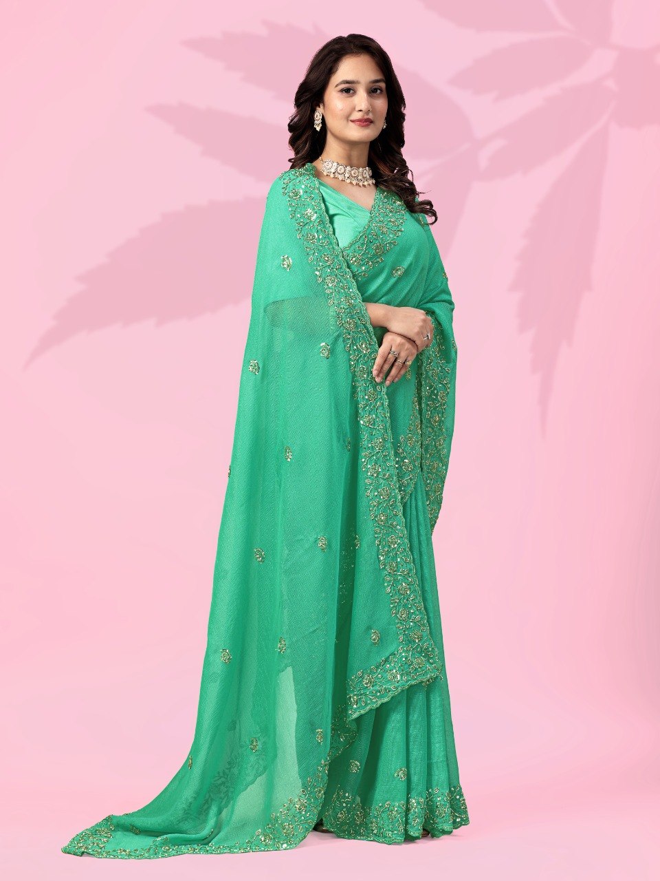 Sky Blue Art Silk Saree with Sequins Work