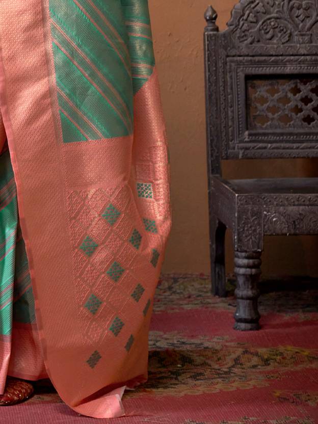 Sky Blue Elegant Banarasi Silk Blend Saree with Unstitched Blouse