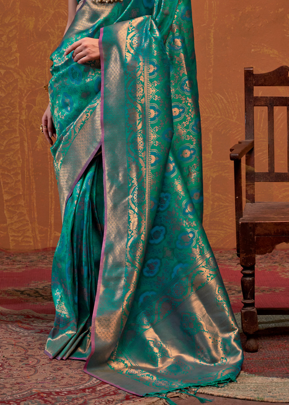 Sky Blue Elegant Blended Silk Banarasi Saree with Blouse Piece – Timeless Traditional Charm