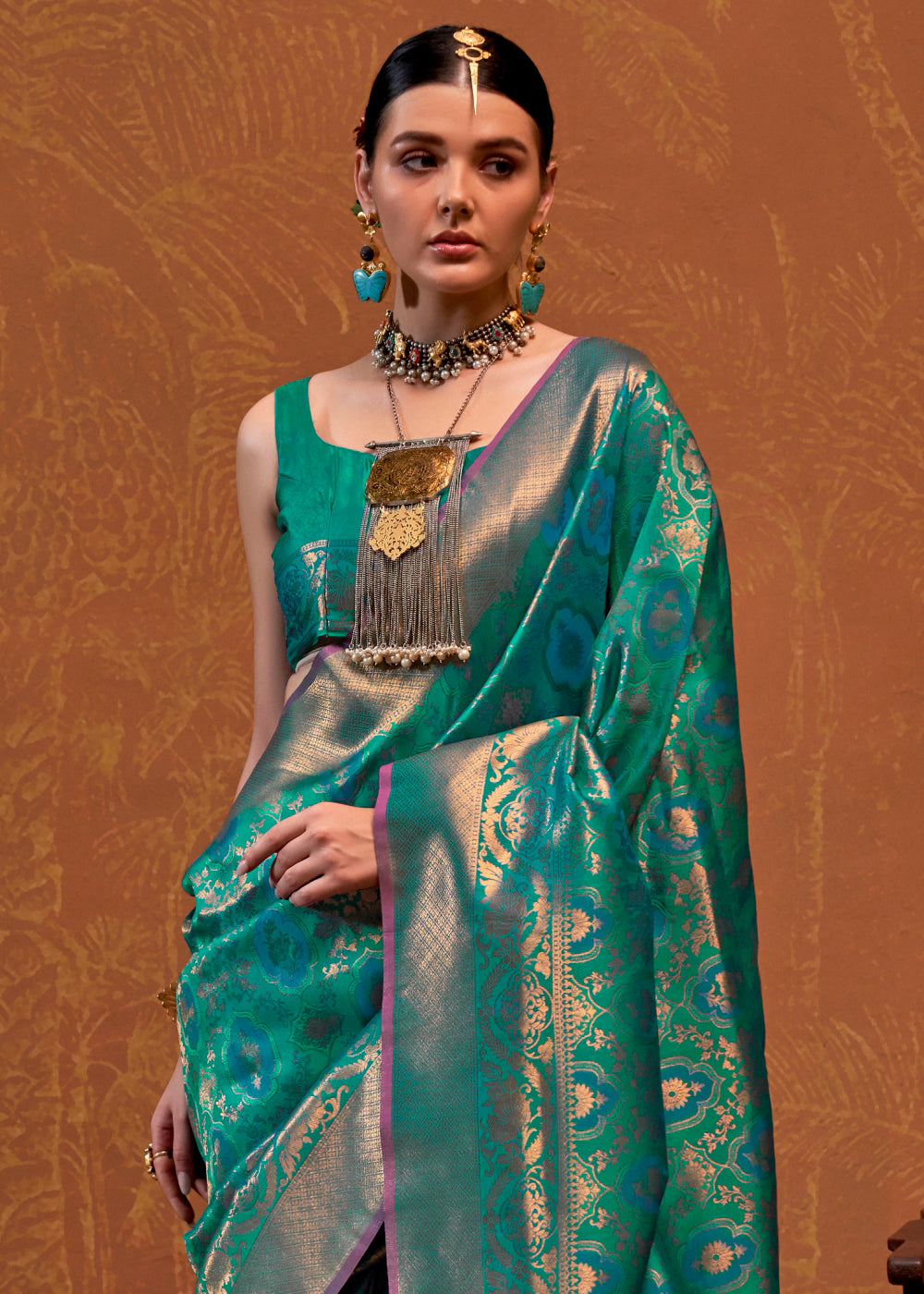 Sky Blue Elegant Blended Silk Banarasi Saree with Blouse Piece – Timeless Traditional Charm