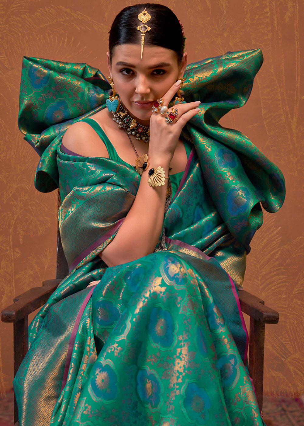 Sky Blue Elegant Blended Silk Banarasi Saree with Blouse Piece – Timeless Traditional Charm