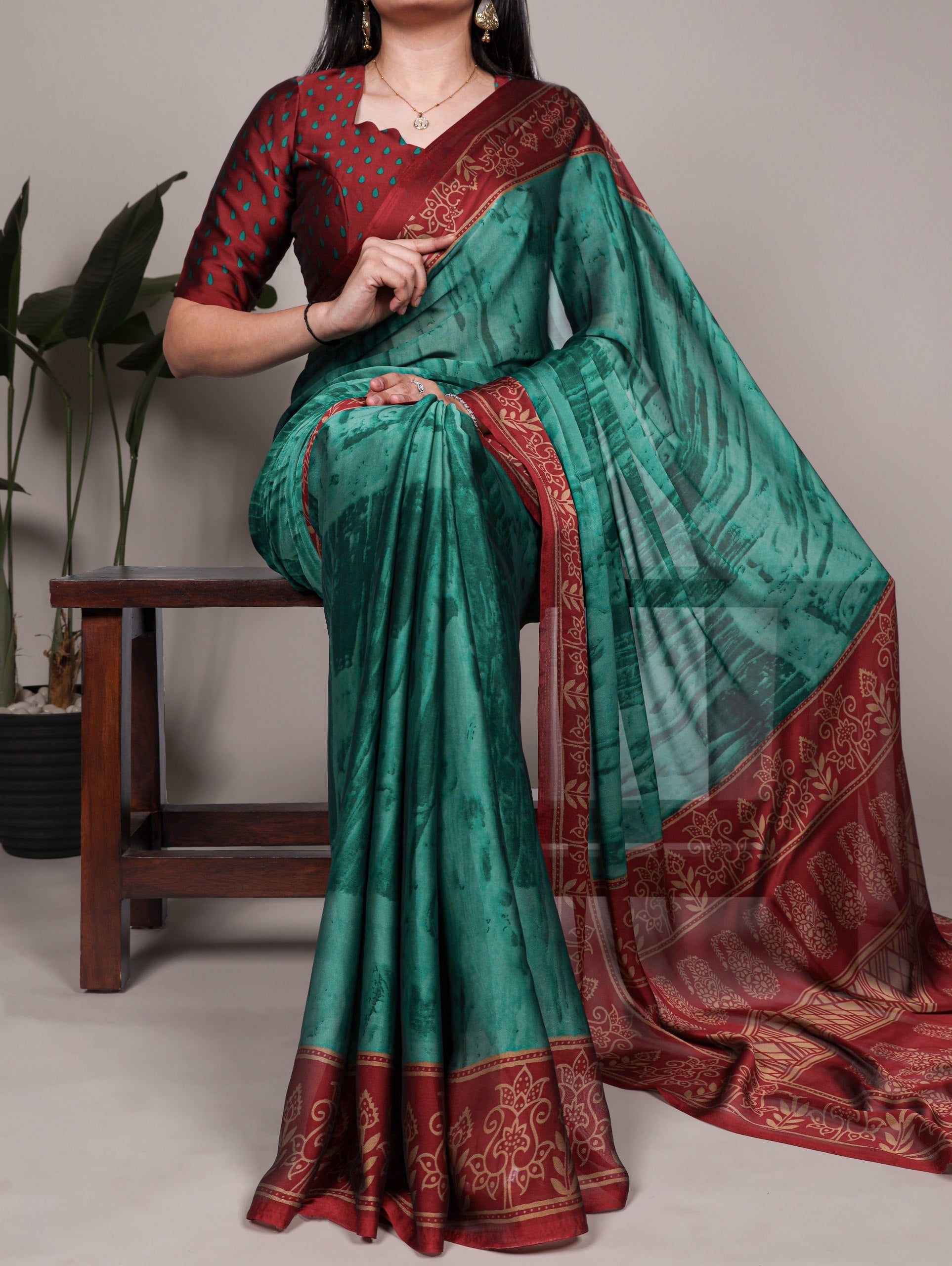 Sky Blue Elegant Rangoli Silk Printed Saree with Matching Unstitched Blouse – Lightweight & Stylish Daily/Festive Wear