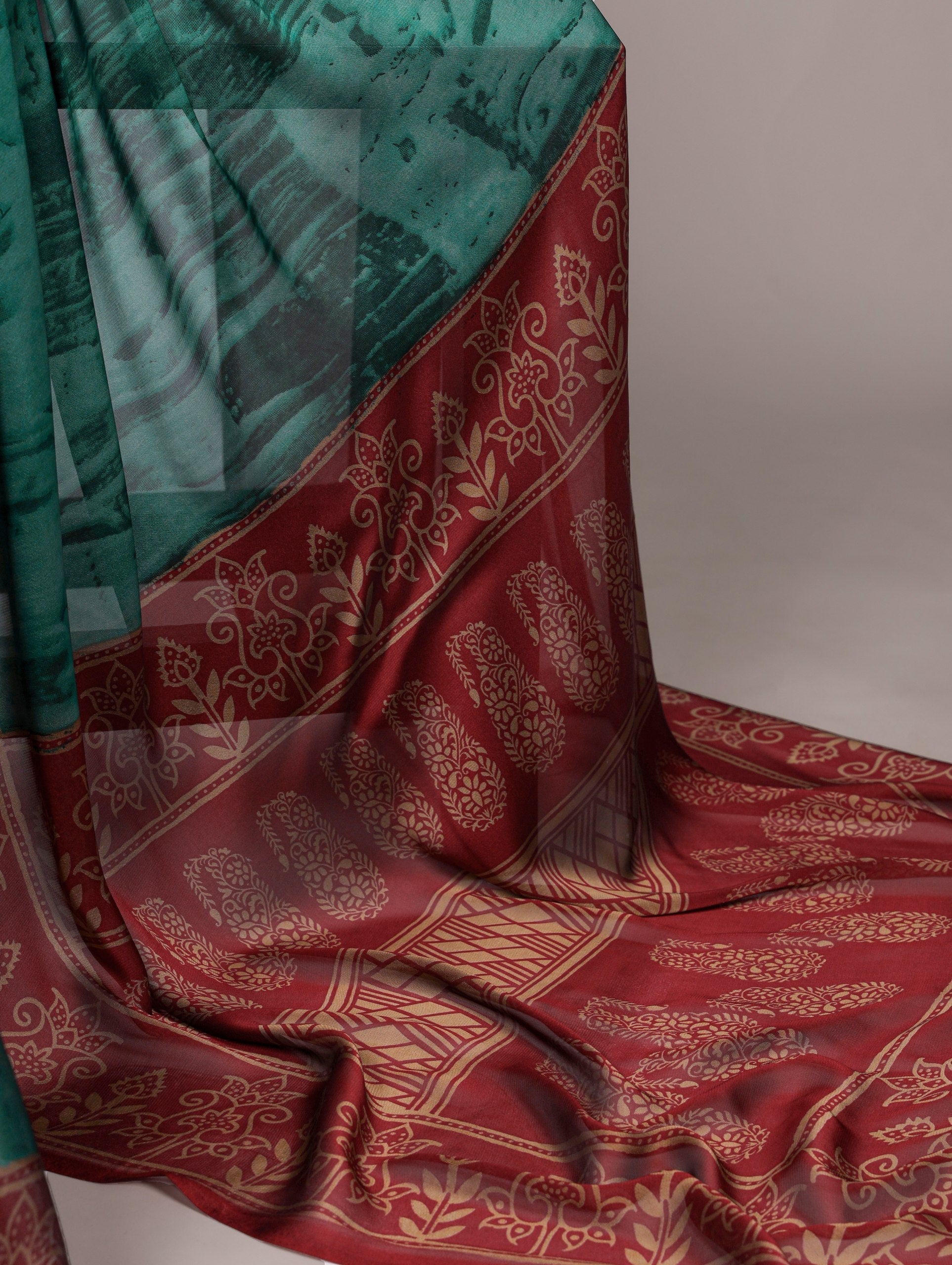 Sky Blue Elegant Rangoli Silk Printed Saree with Matching Unstitched Blouse – Lightweight & Stylish Daily/Festive Wear