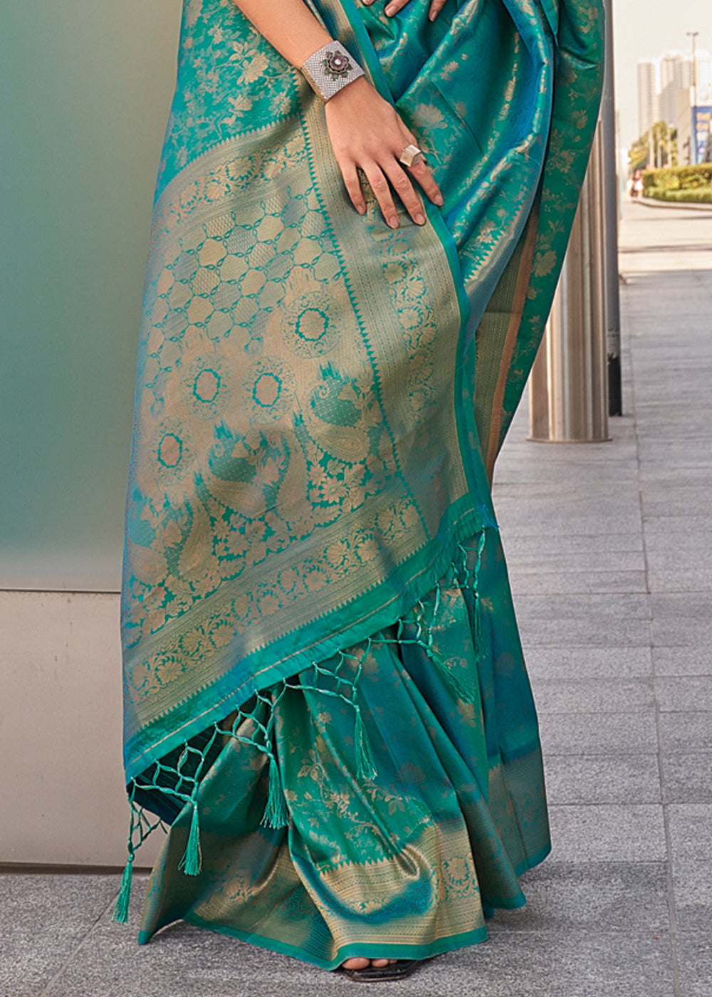 Sky Blue Elegant Soft Banarasi Blended Silk Saree