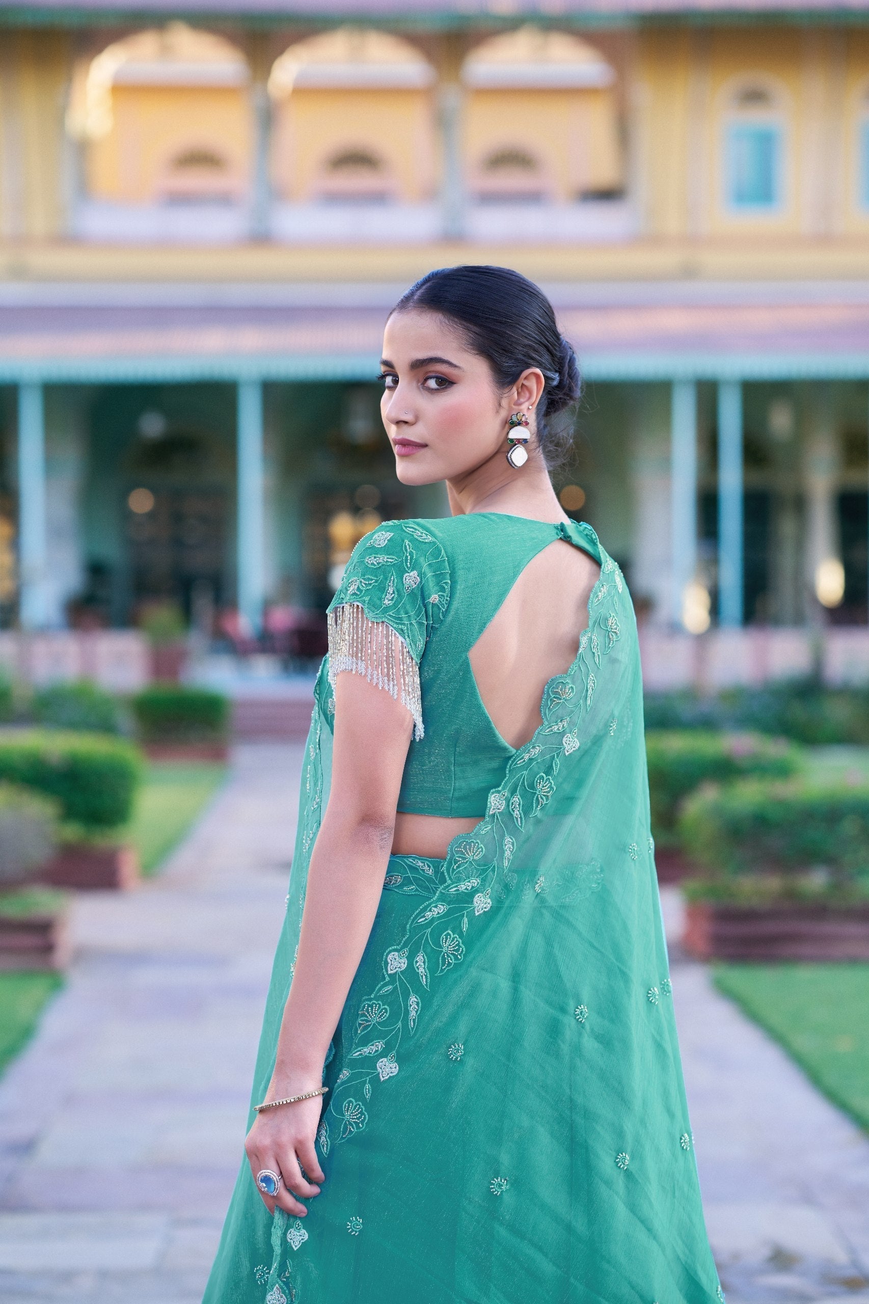 Sky Blue Embroidered Lehenga Choli