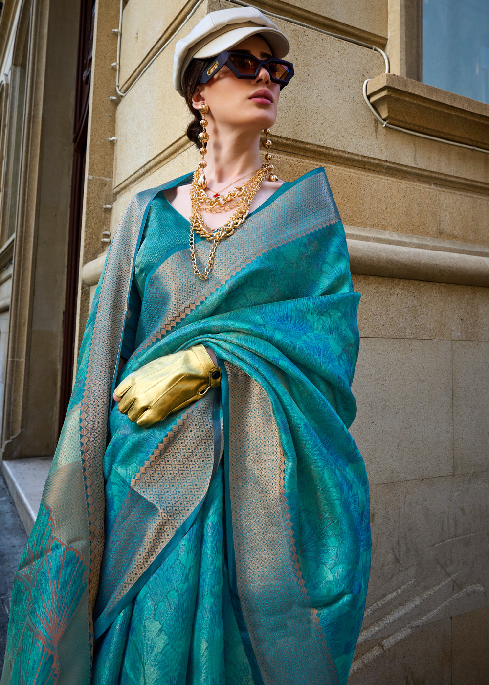 Sky Blue Ethereal Organza Silk Saree – Graceful & Glamorous Drape