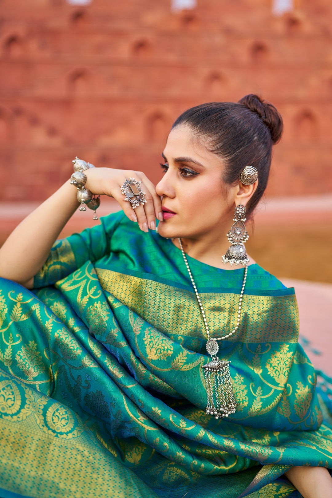 Sky Blue Exquisite Litchi Silk Banarasi Saree with Zari Woven Design