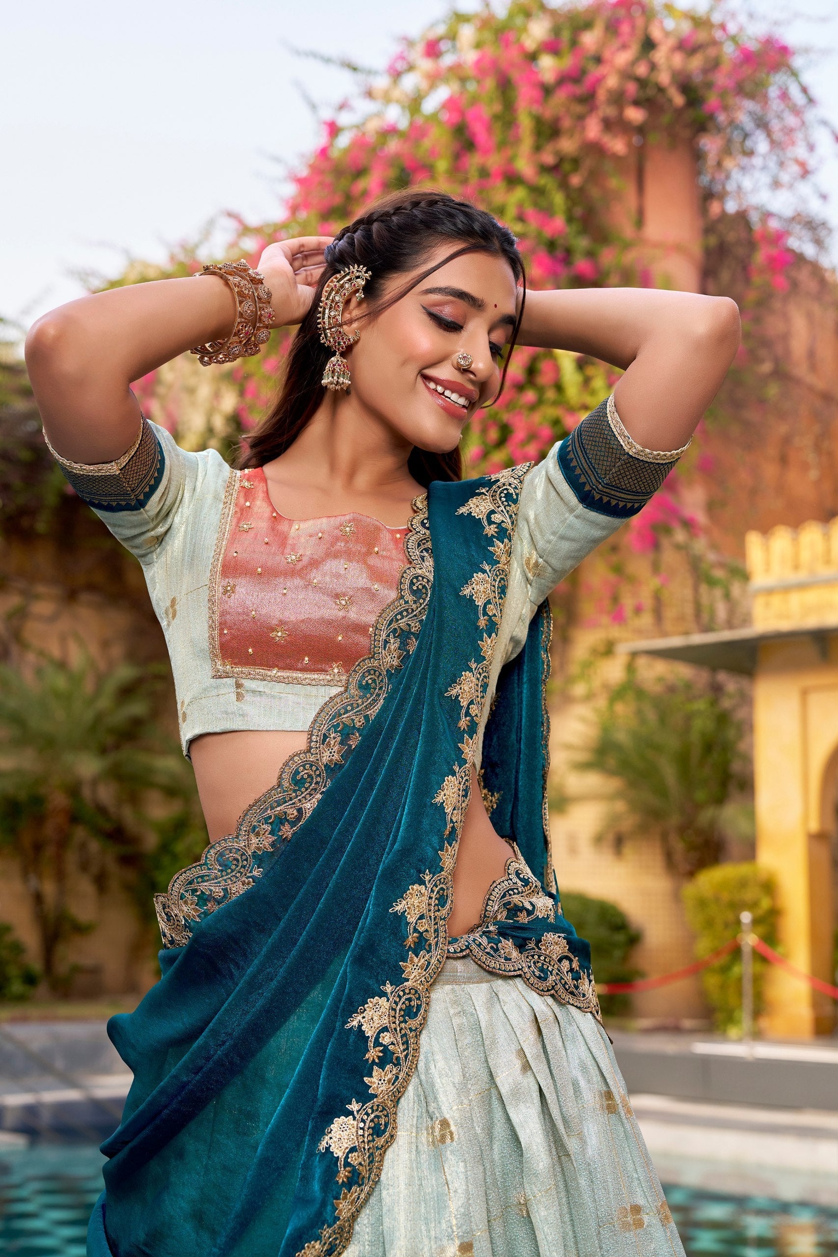 Sky Blue Paithani Lehenga Set