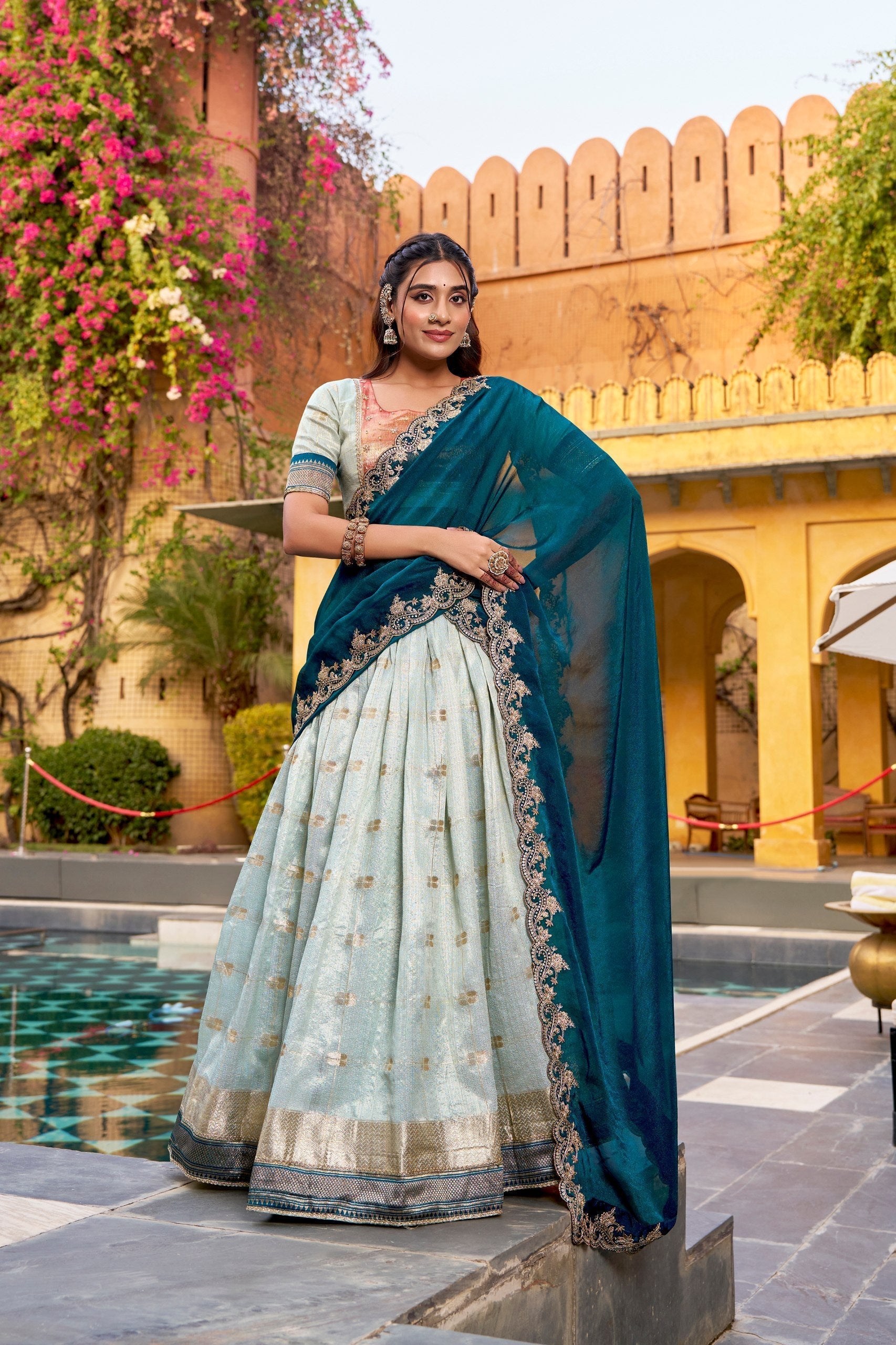 Sky Blue Paithani Lehenga Set