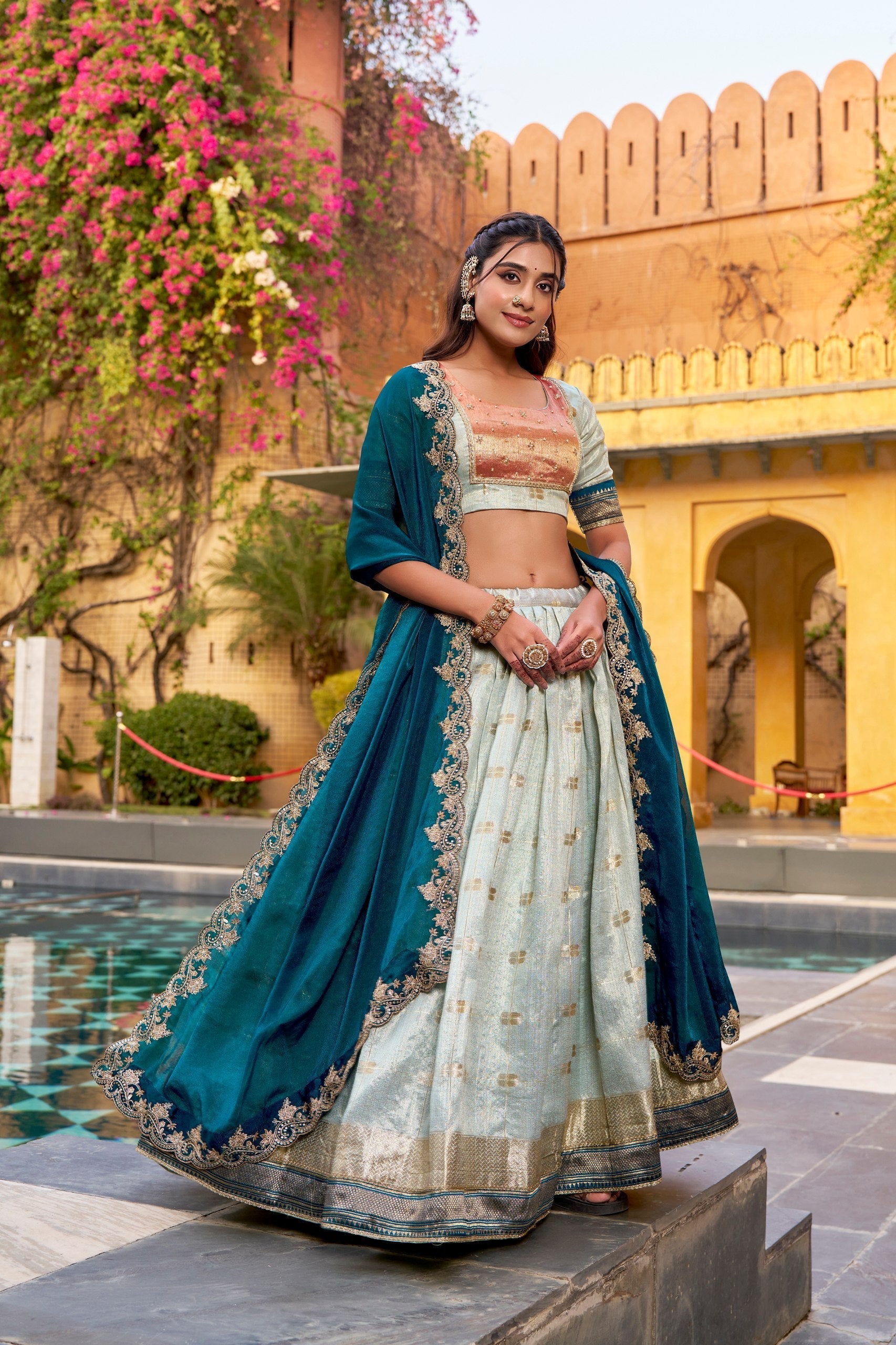 Sky Blue Paithani Lehenga Set