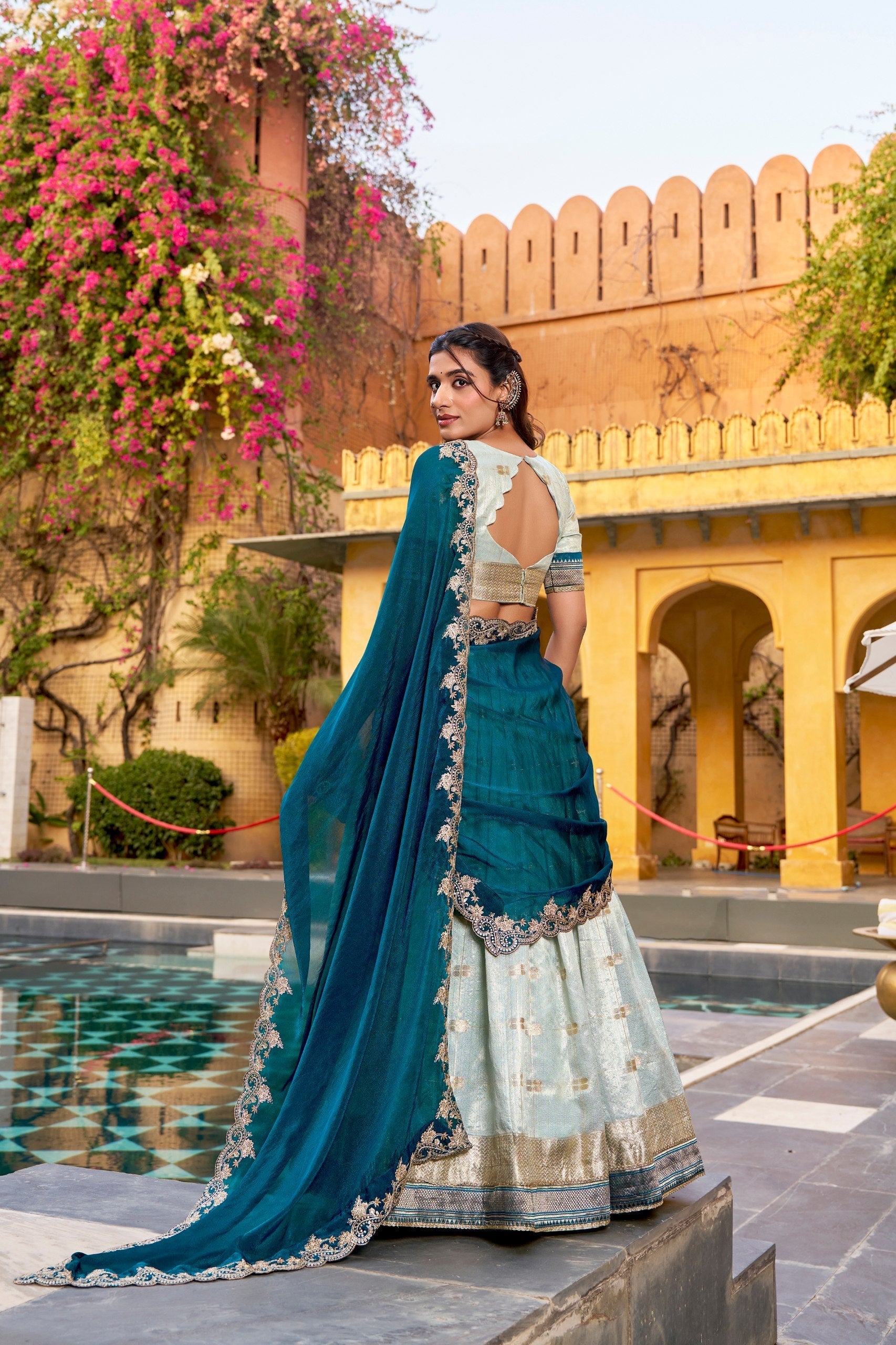 Sky Blue Paithani Lehenga Set