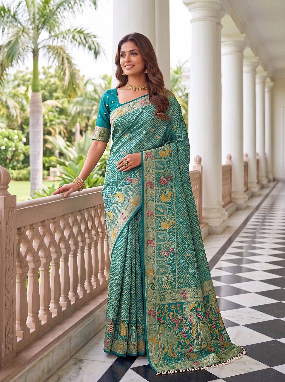 Sky Blue Pure Nylon Saree with Zari Work