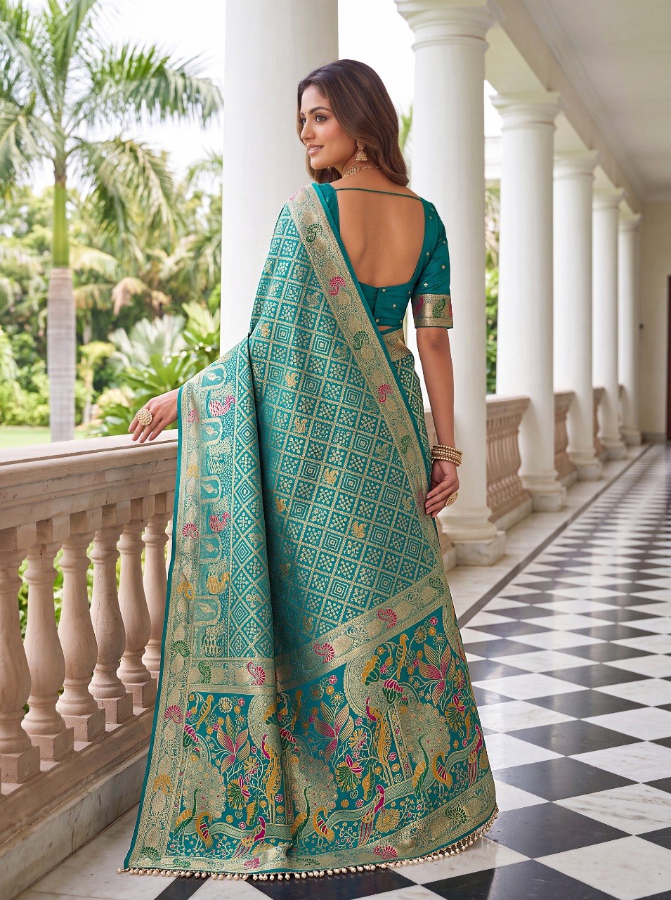 Sky Blue Pure Nylon Saree with Zari Work