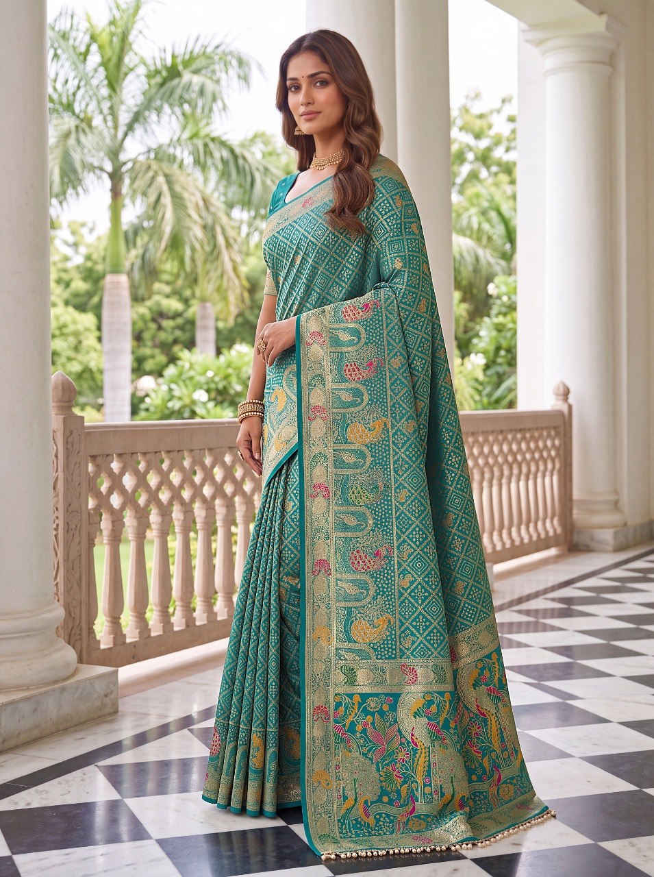 Sky Blue Pure Nylon Saree with Zari Work