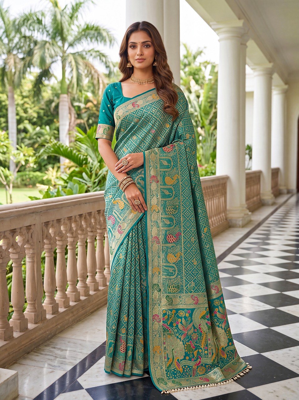 Sky Blue Pure Nylon Saree with Zari Work