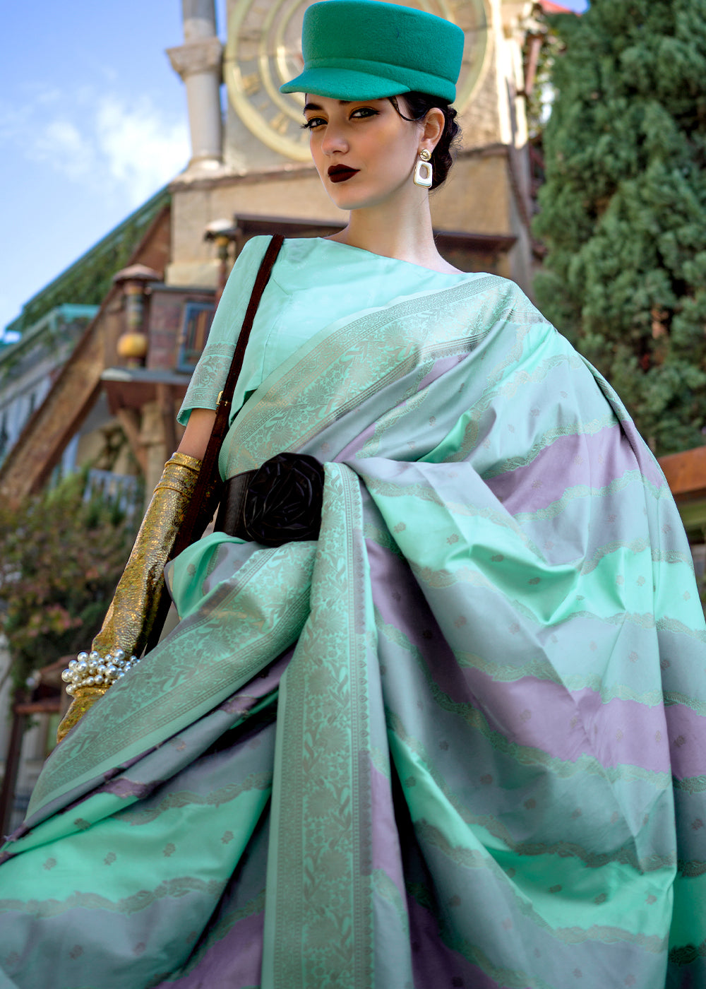 Sky Blue Radiant Elegance Blended Silk Designer Saree