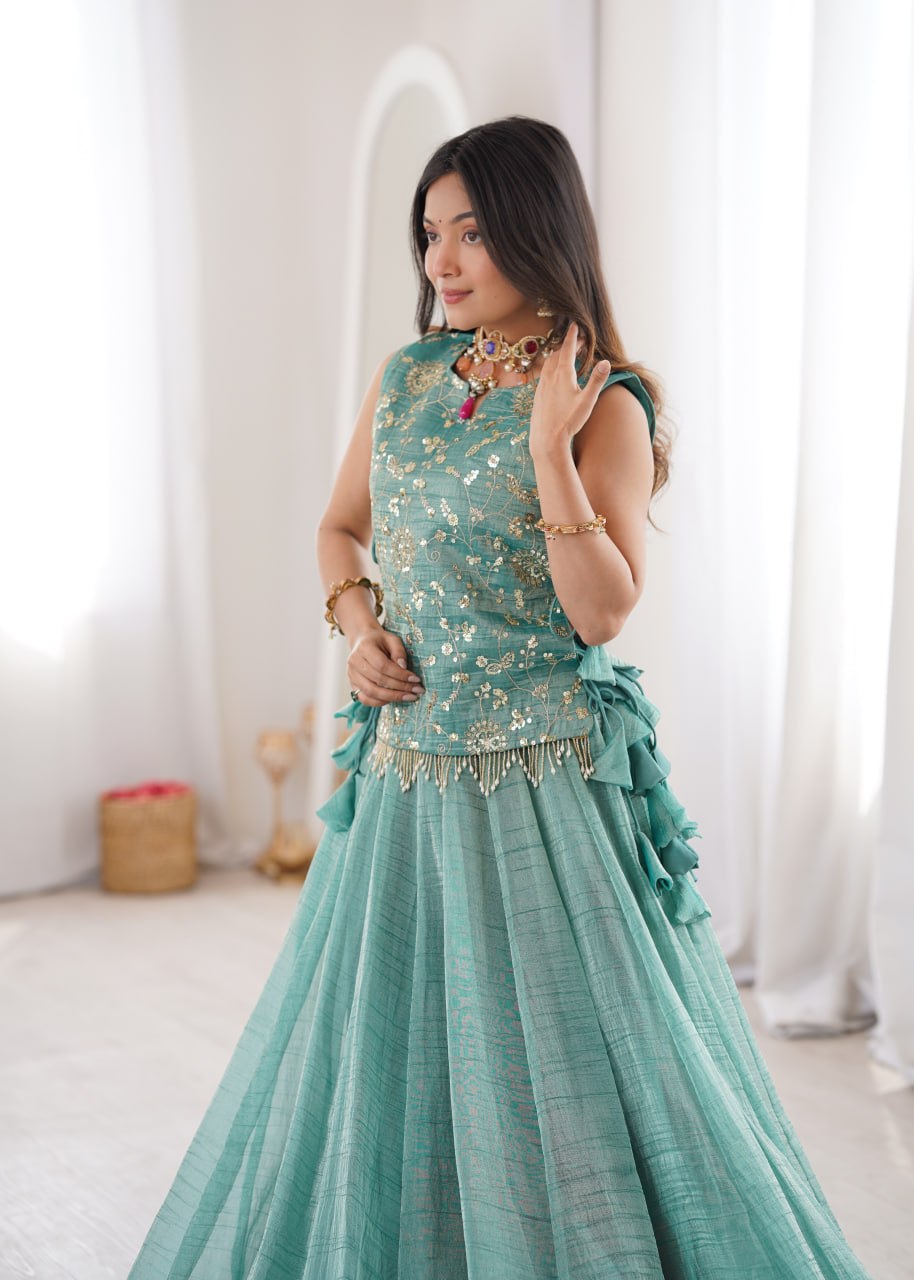 Sky Blue Salsa Crush Lehenga Choli