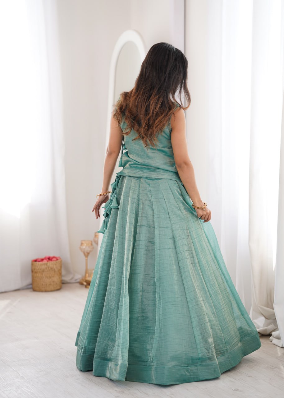 Sky Blue Salsa Crush Lehenga Choli