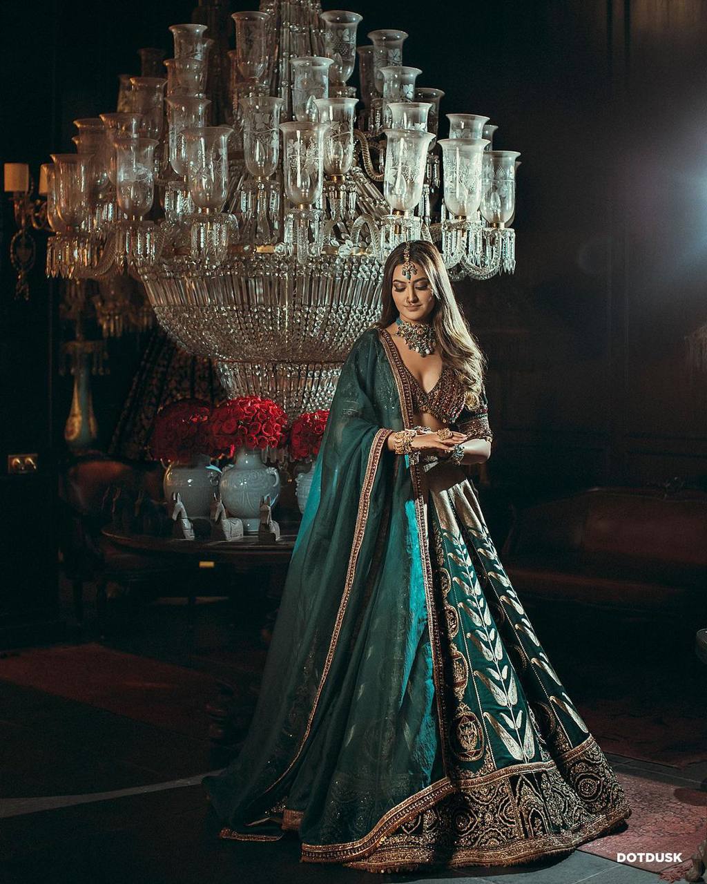 Sky Blue Mulmul Silk & Velvet Lehenga Set with Sequins & Zari Work