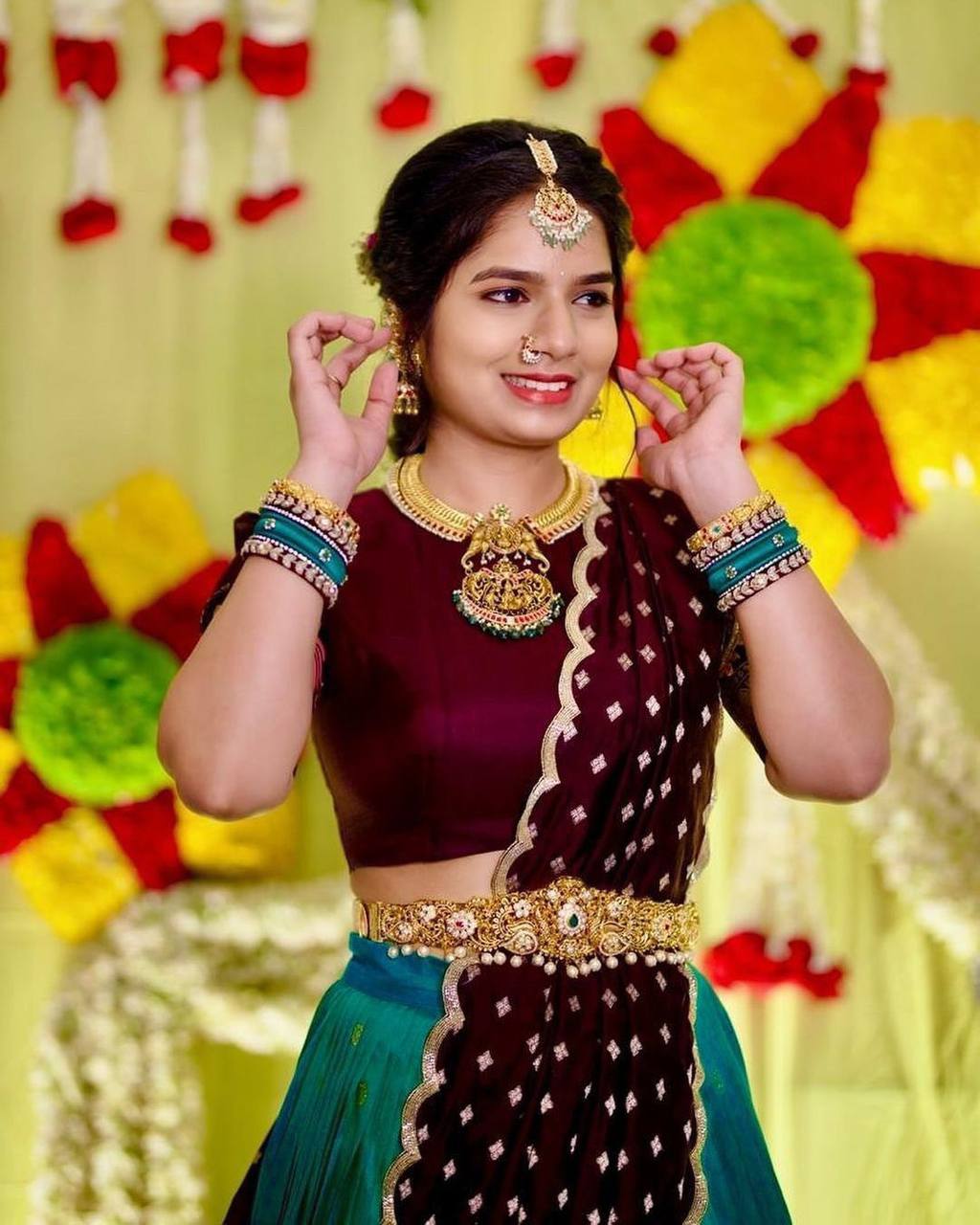 Sky Blue & Wine legant Jequrd Silk Semi-Stitched Lehenga Set with Stunning Dupatta