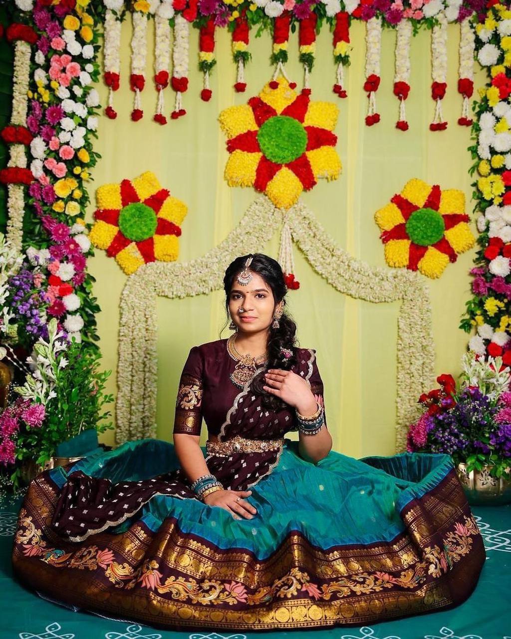 Sky Blue & Wine legant Jequrd Silk Semi-Stitched Lehenga Set with Stunning Dupatta