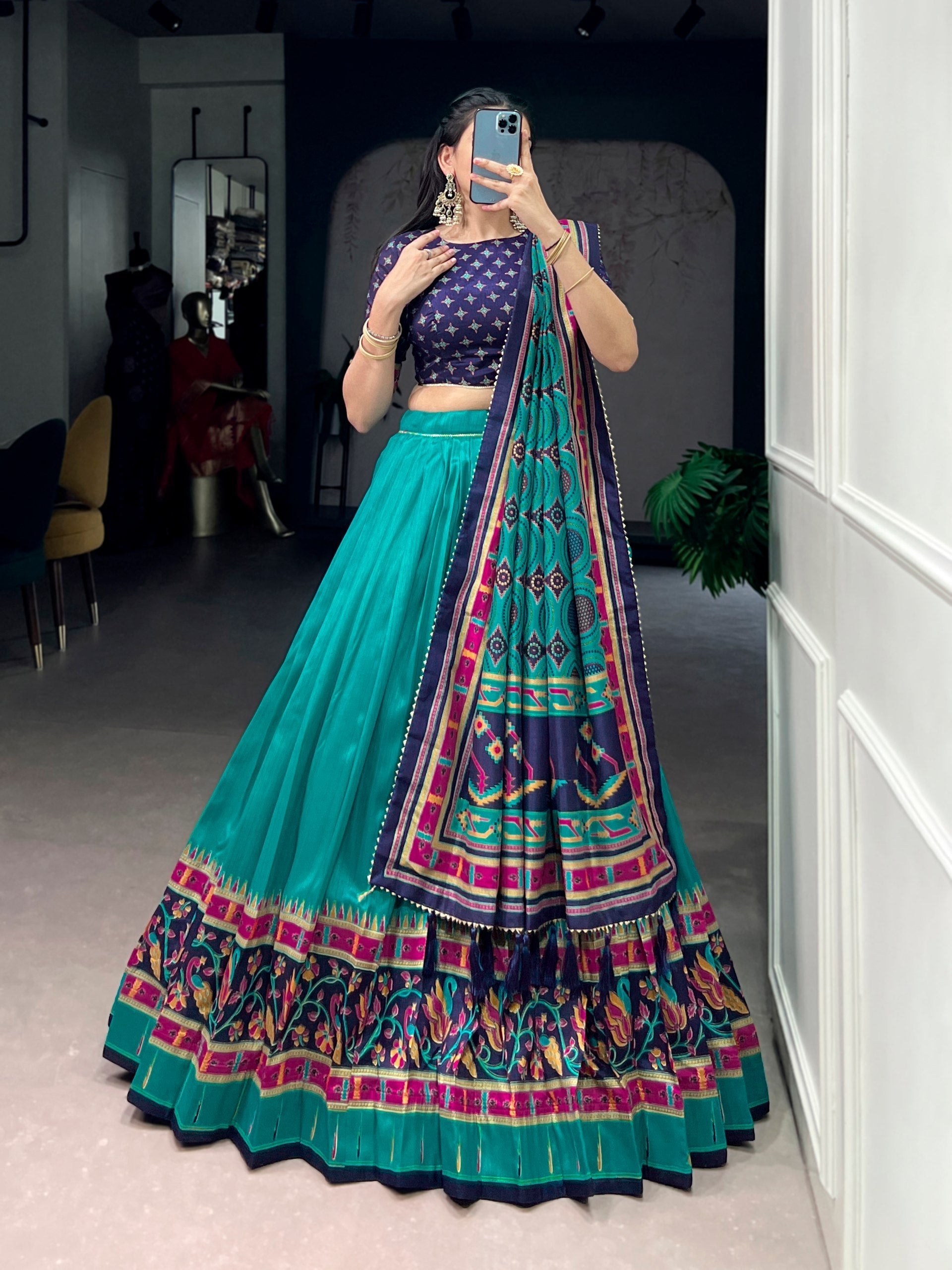 Sky Silk Printed Lehenga Set