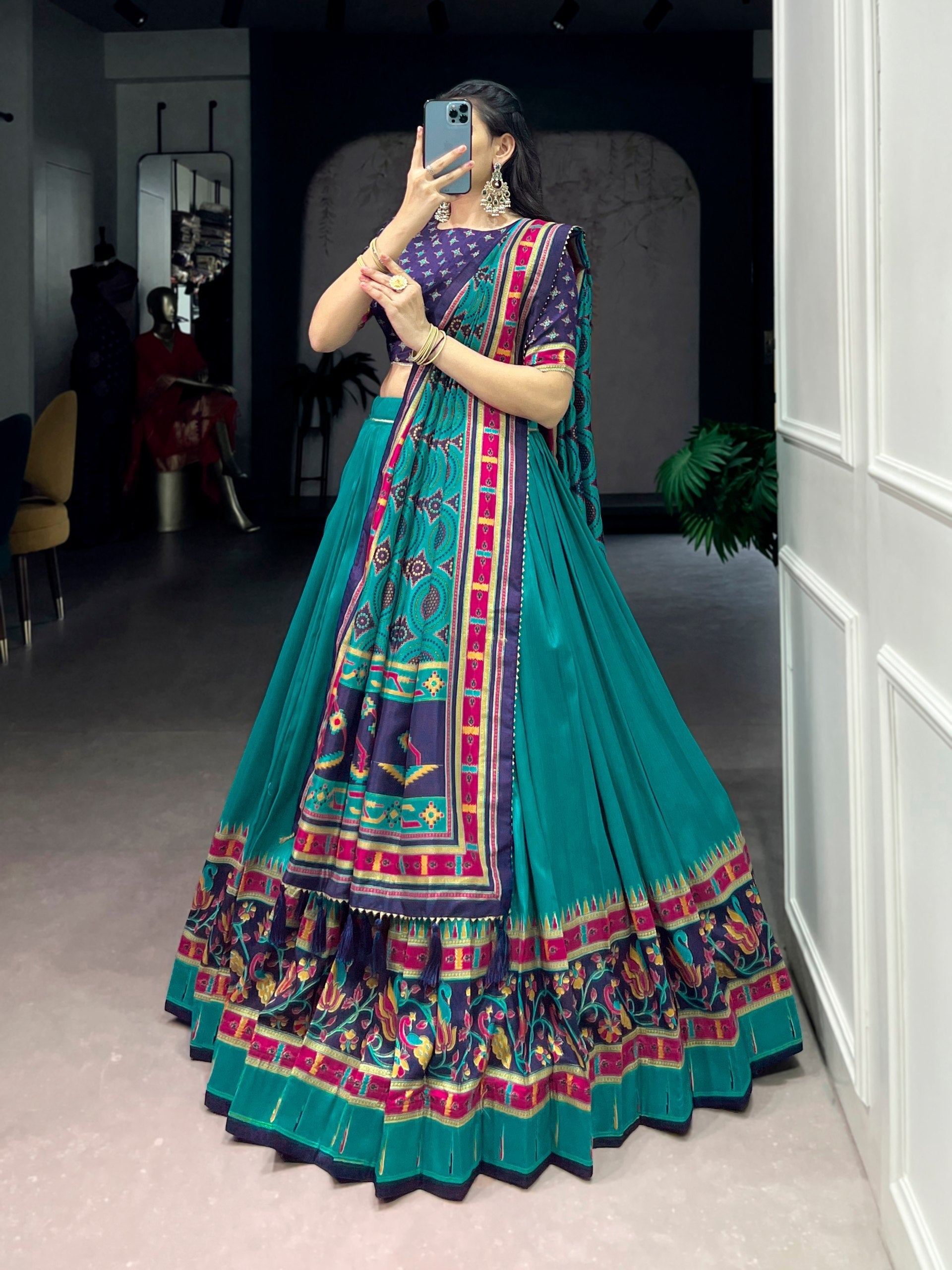 Sky Silk Printed Lehenga Set
