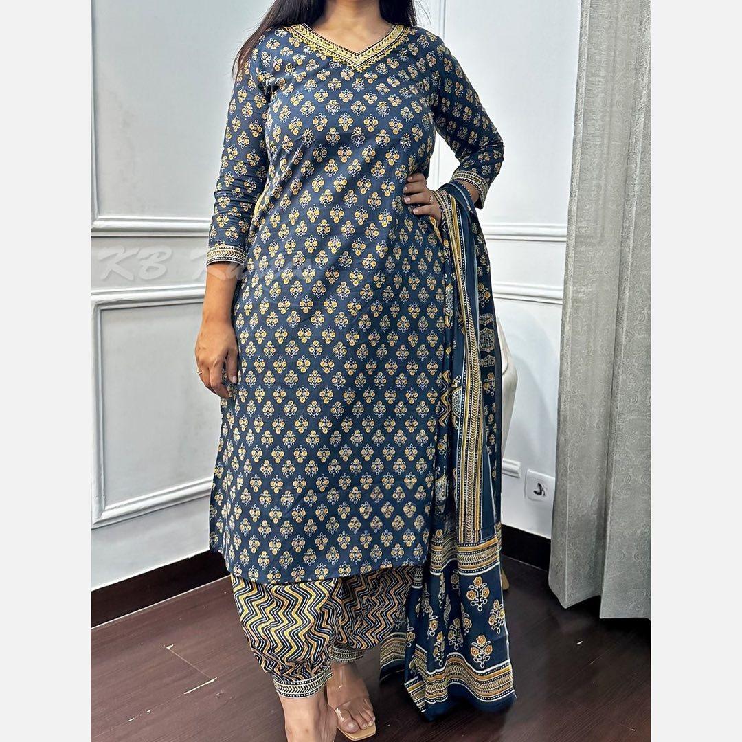 Handcrafted Afghani Suit Set with Cotton 60/60 Fabric