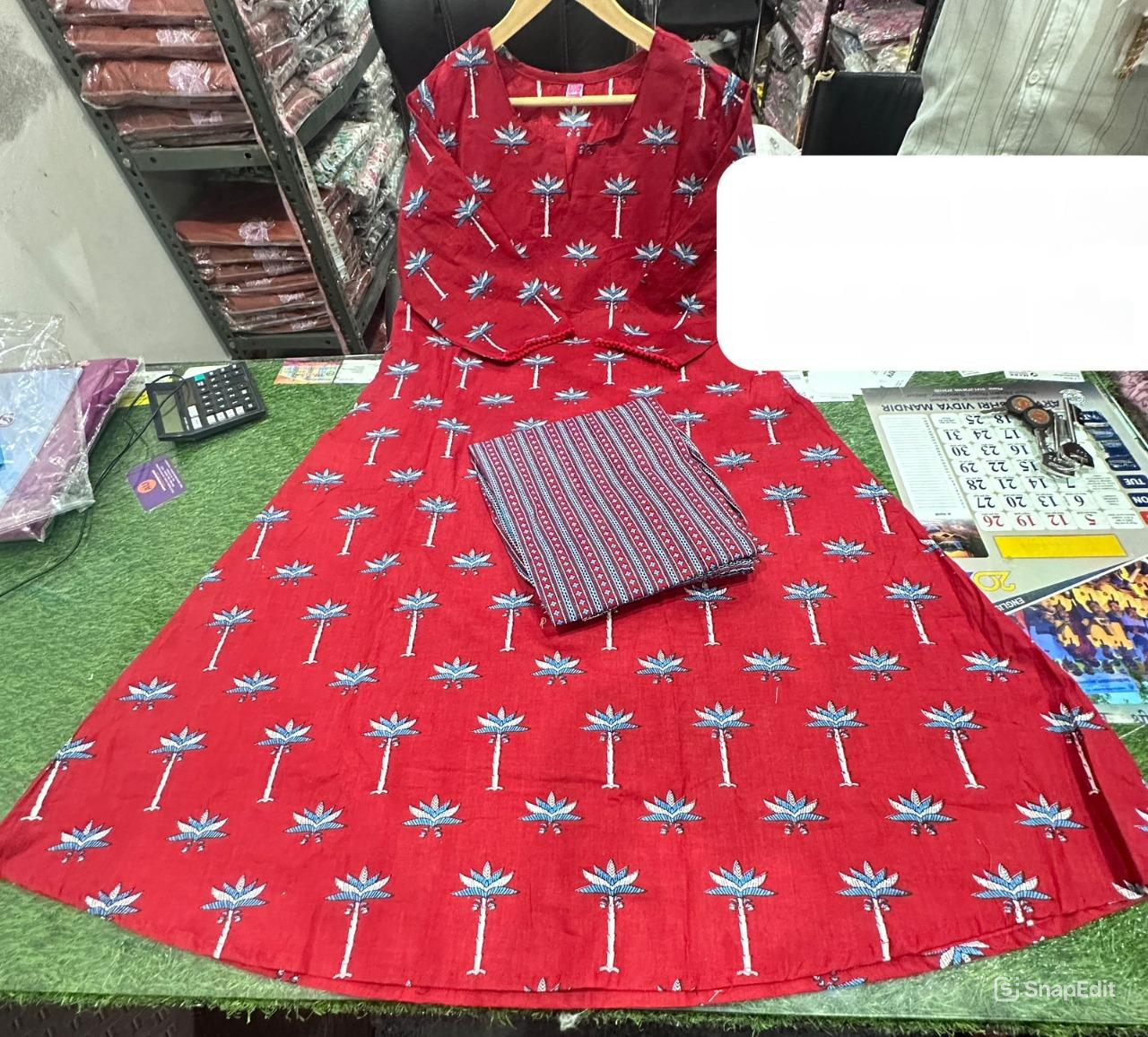 Cotton Kurti with Lace Accents (Pant Included)