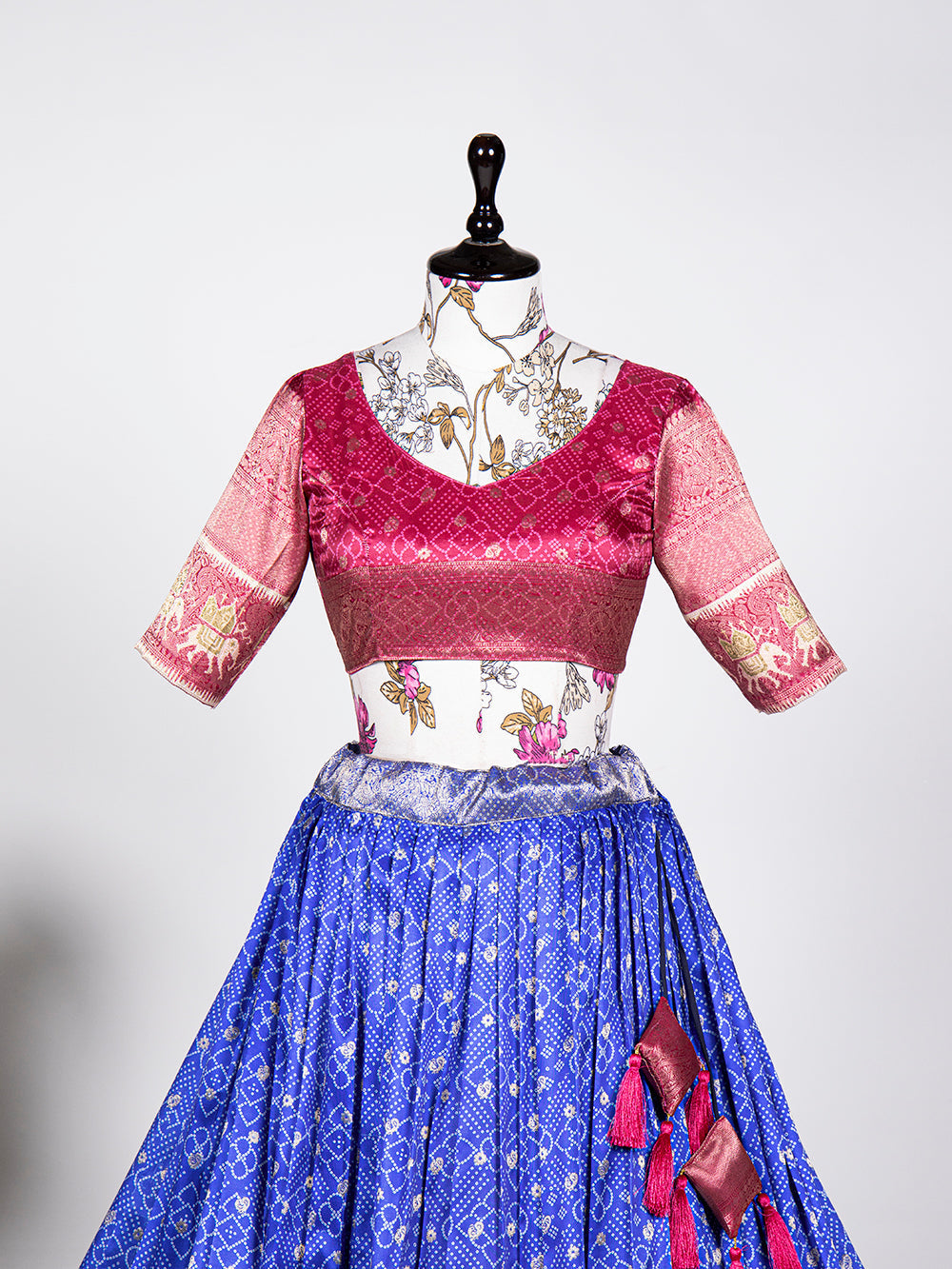 Blue Color Weaving Work With Digital Print Jacquard Silk Pattu Lehenga Choli