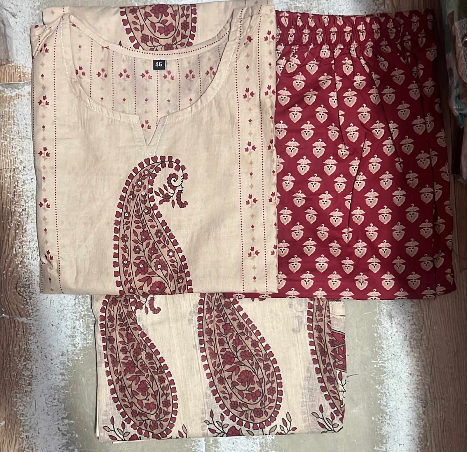 Straight Cotton 60x60 Kurta Pant Dupatta Set | 3 Piece