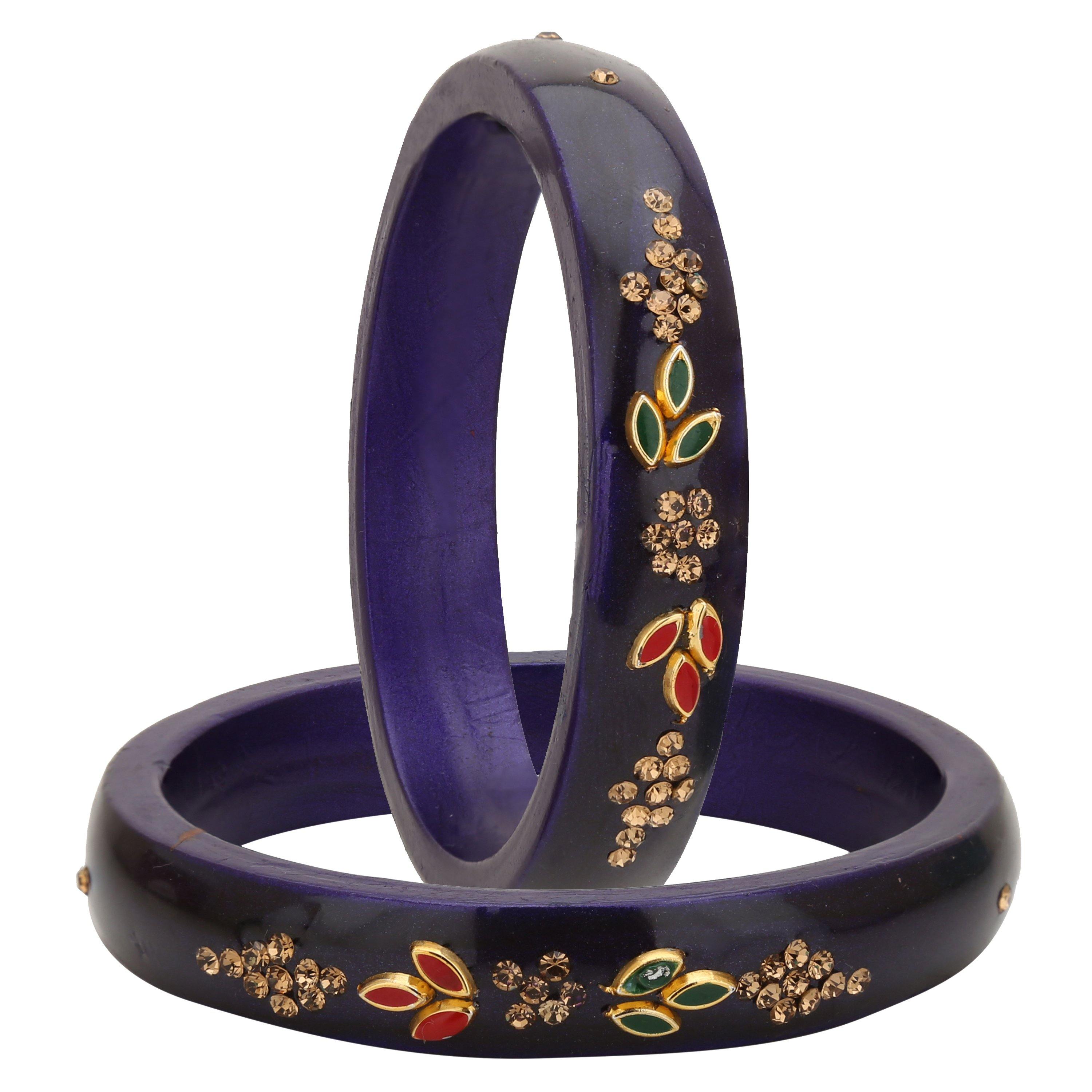 Sukriti Beautiful Casual Kundan Blue lac Kada Bangles for Women – Set of 2