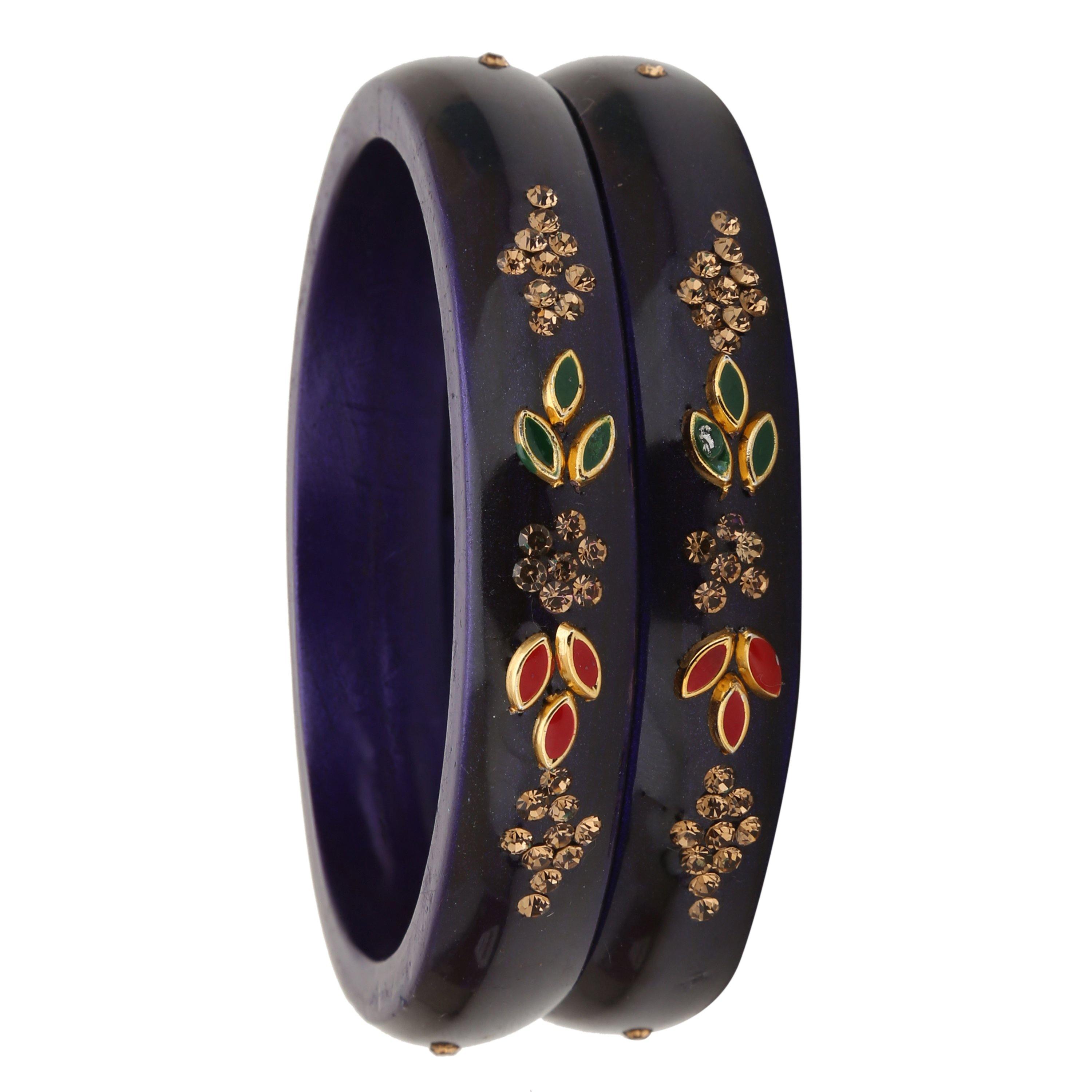 Sukriti Beautiful Casual Kundan Blue lac Kada Bangles for Women – Set of 2