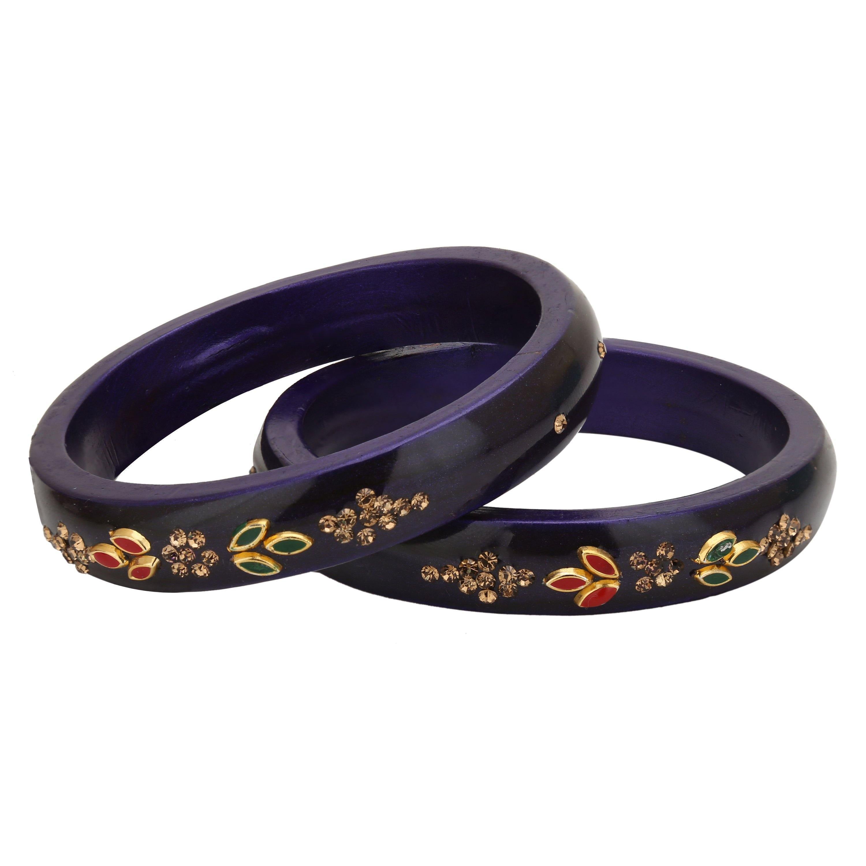 Sukriti Beautiful Casual Kundan Blue lac Kada Bangles for Women – Set of 2