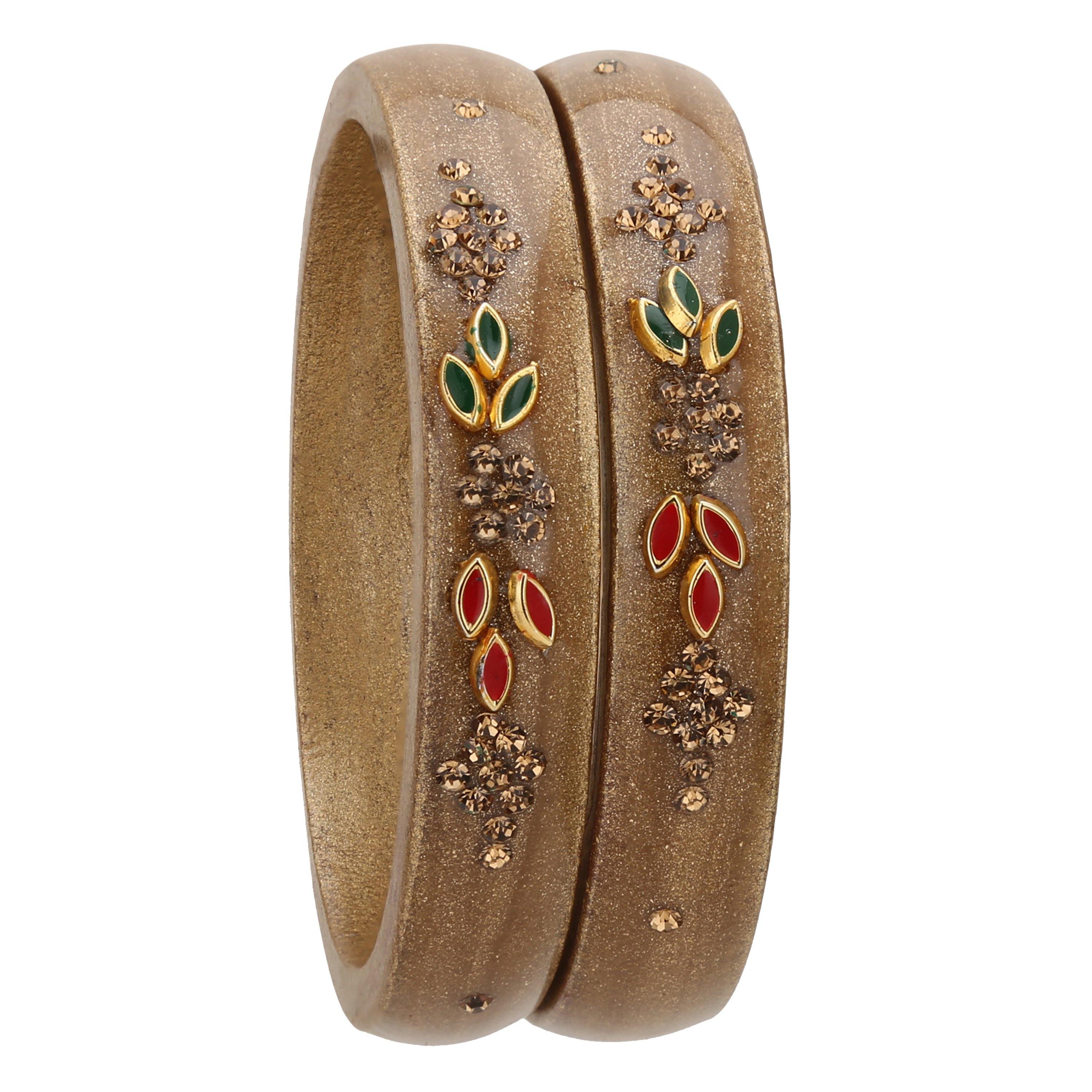 Sukriti Beautiful Casual Kundan Gold lac Kada Bangles for Women – Set of 2