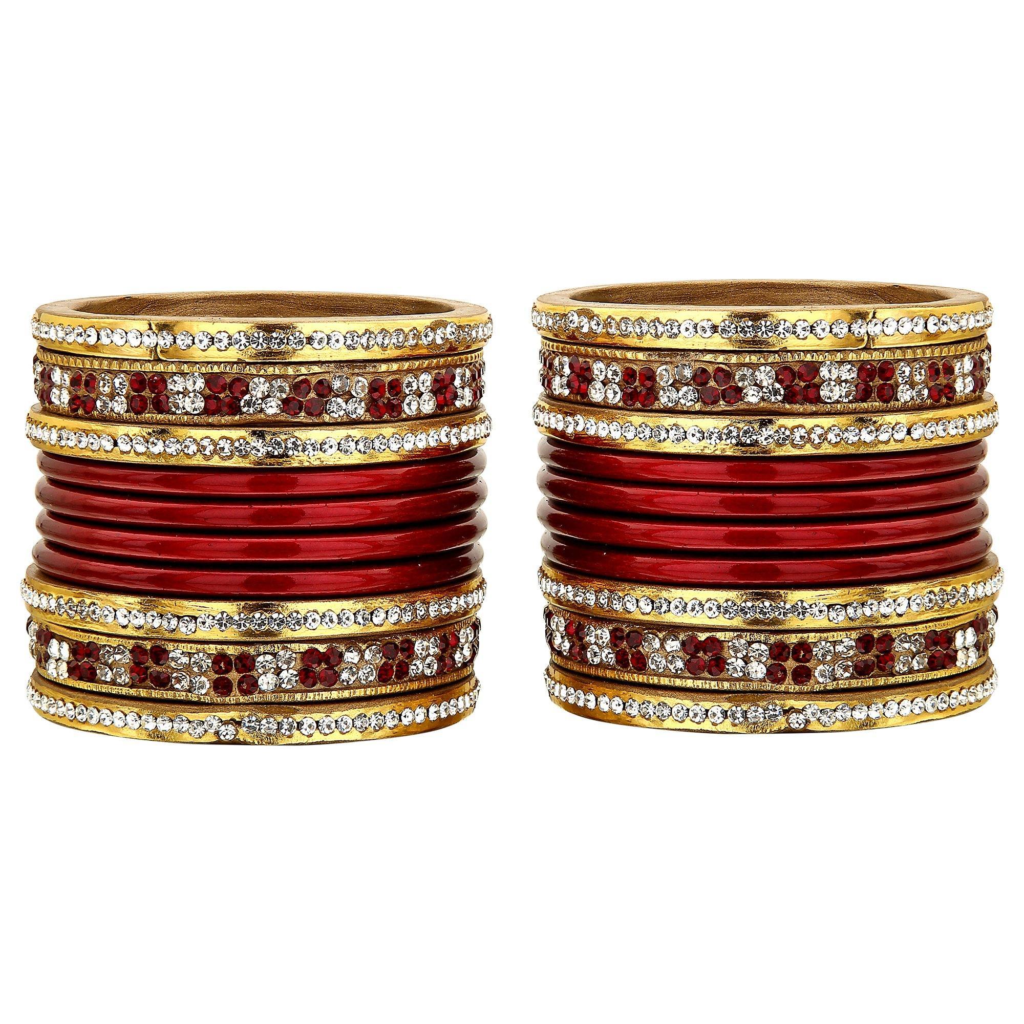 Sukriti Bridal Maroon Lac Chura Bangles for Women -Set of 20