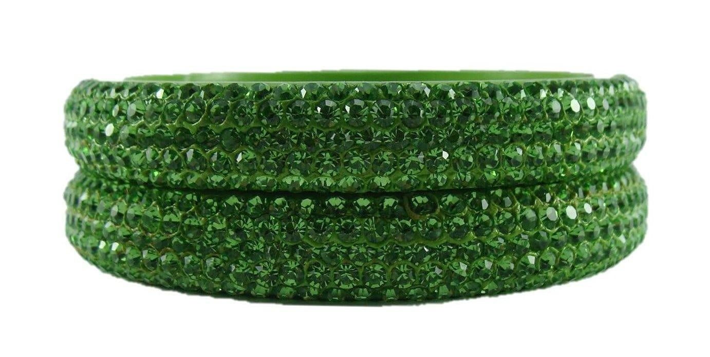 Sukriti Bridal Rajasthani Green Lac Bangles for Women - Set of 2