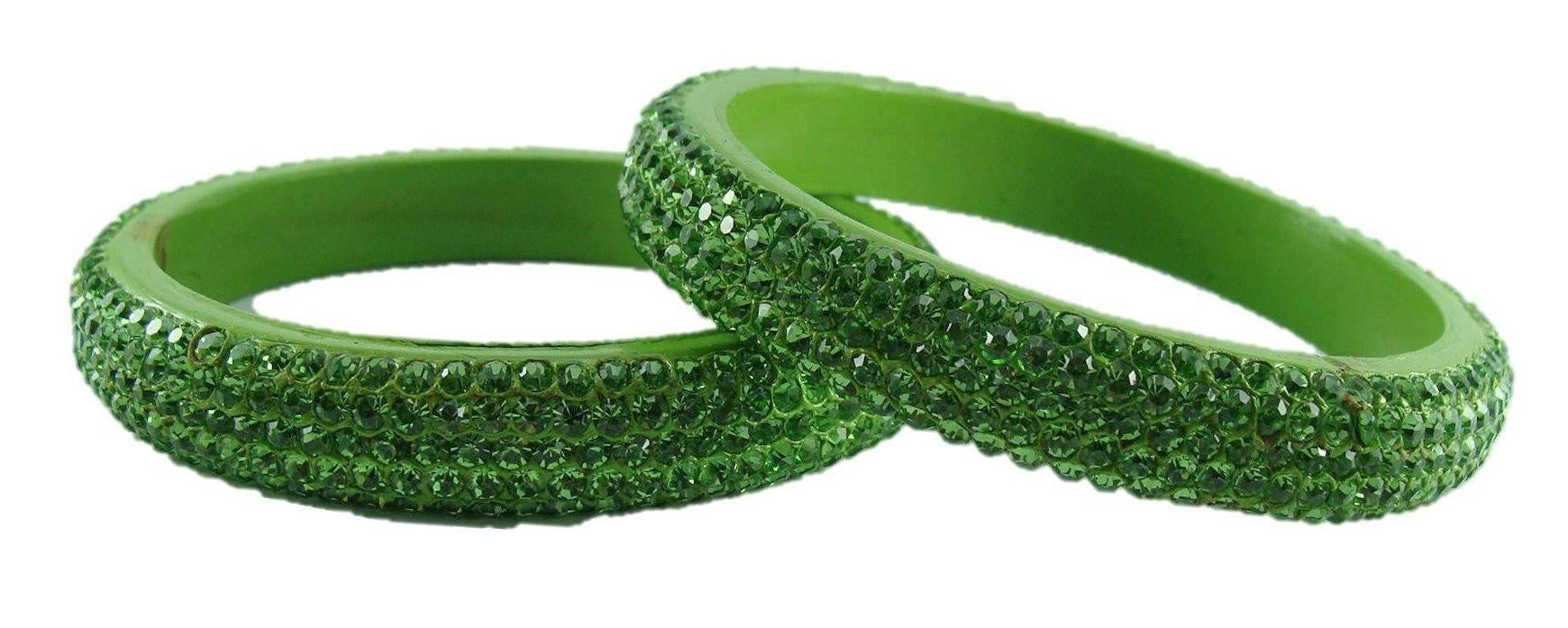 Sukriti Bridal Rajasthani Green Lac Bangles for Women - Set of 2