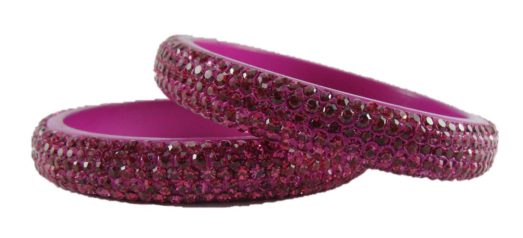 Sukriti Bridal Rajasthani Magenta Lac Bangles for Women - Set of 2