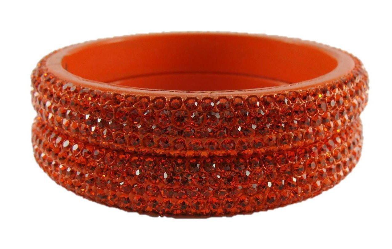 Sukriti Bridal Rajasthani Orange Lac Bangles for Women - Set of 2