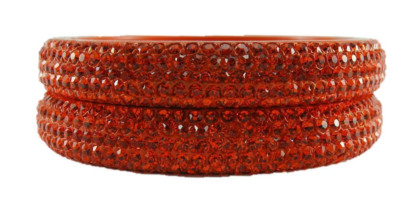 Sukriti Bridal Rajasthani Orange Lac Bangles for Women - Set of 2