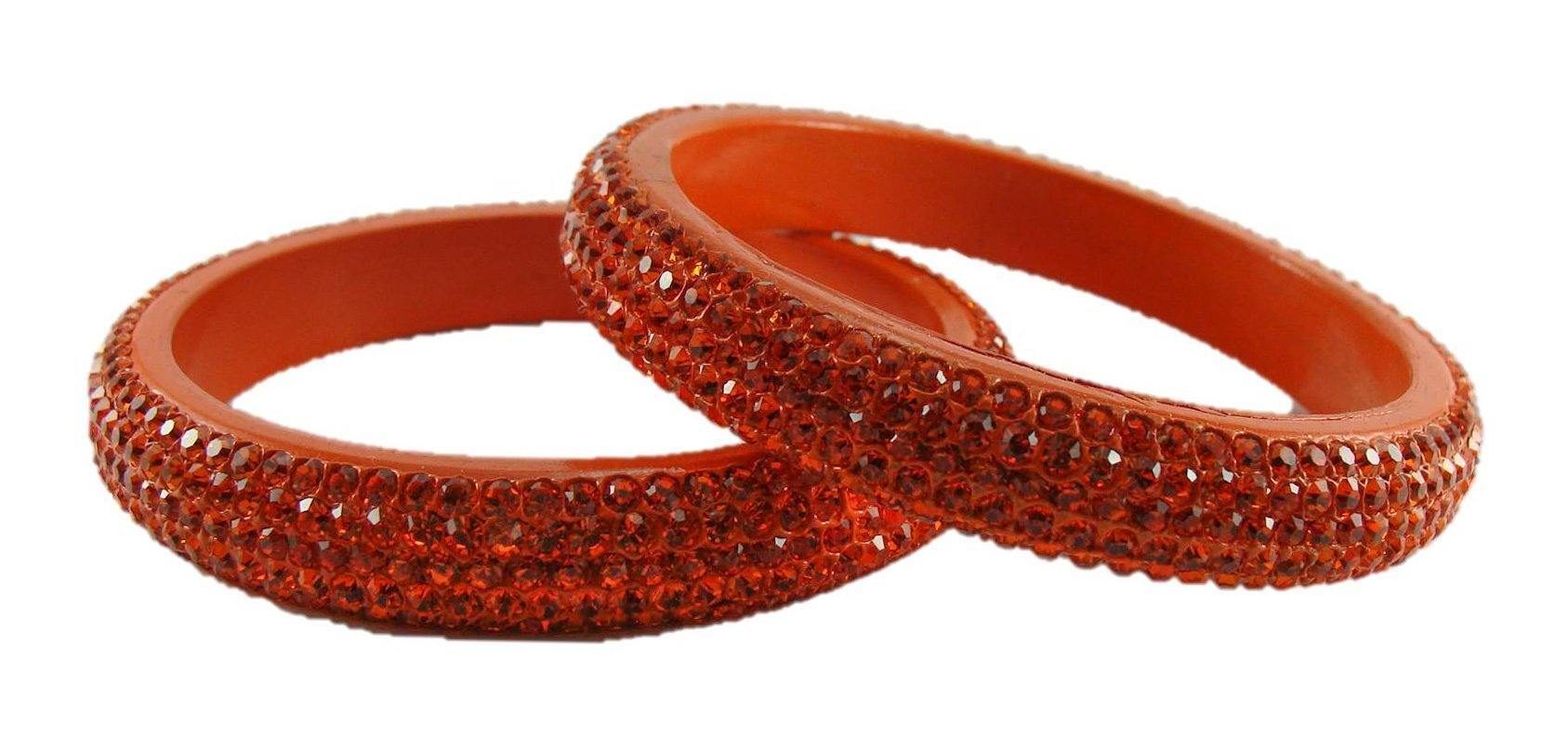 Sukriti Bridal Rajasthani Orange Lac Bangles for Women - Set of 2