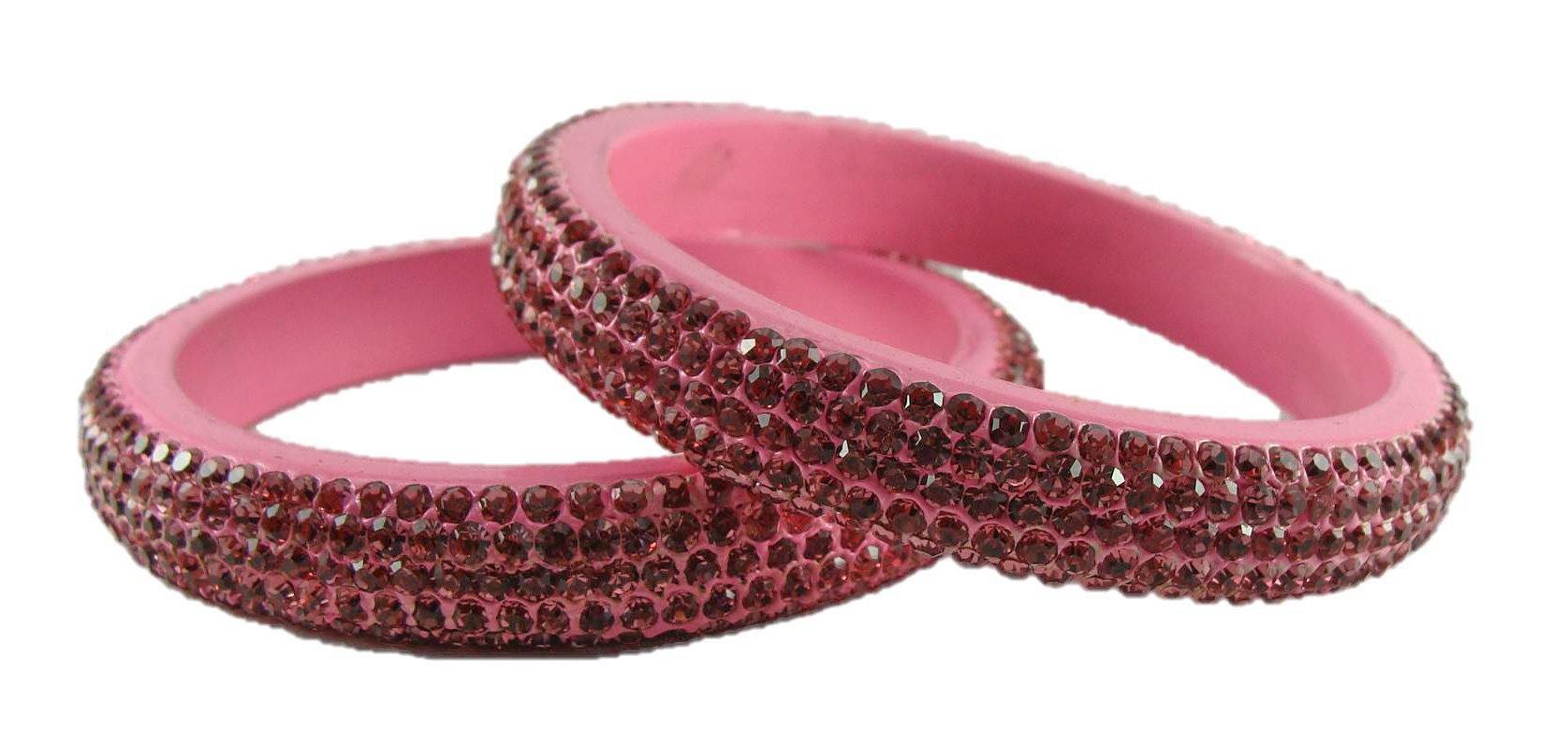 Sukriti Bridal Rajasthani Pink Lac Bangles for Women - Set of 2