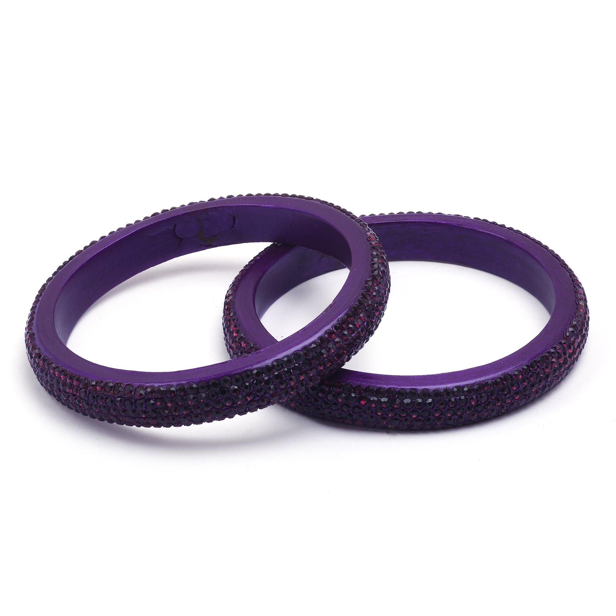 Sukriti Bridal Rajasthani Purple Lac Bangles for Women - Set of 2