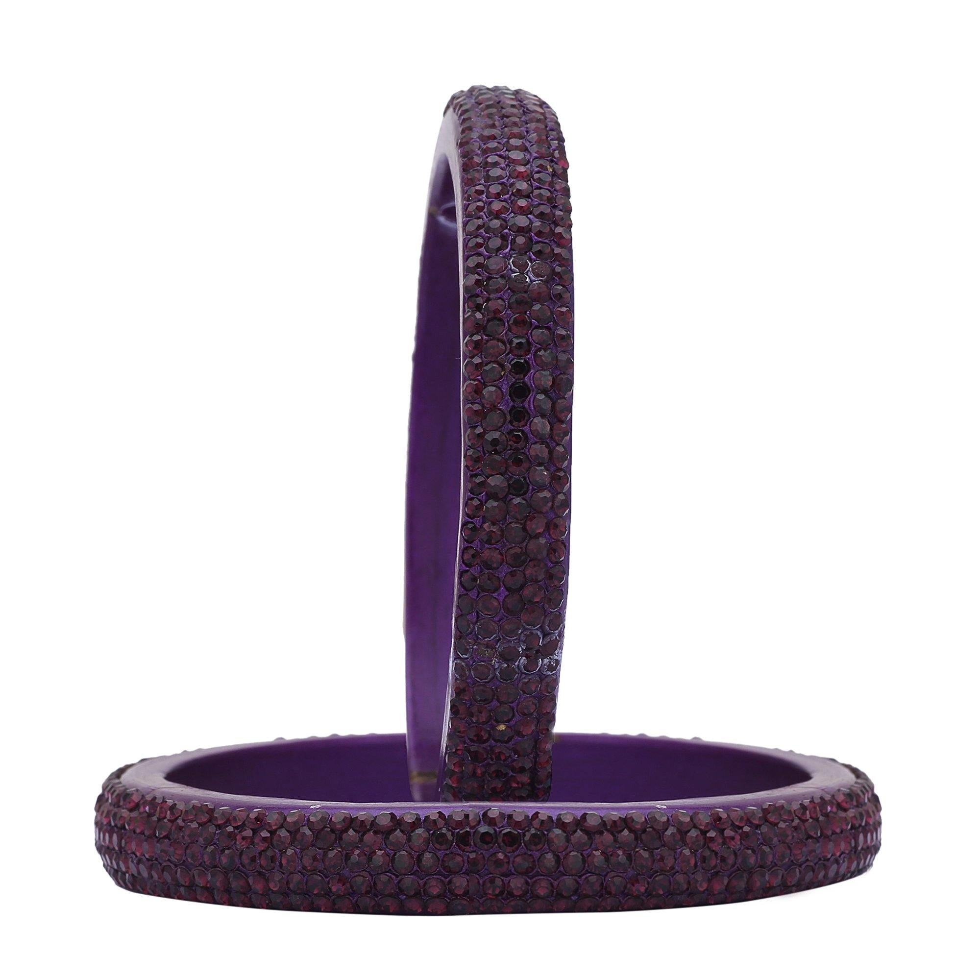 Sukriti Bridal Rajasthani Purple Lac Bangles for Women - Set of 2