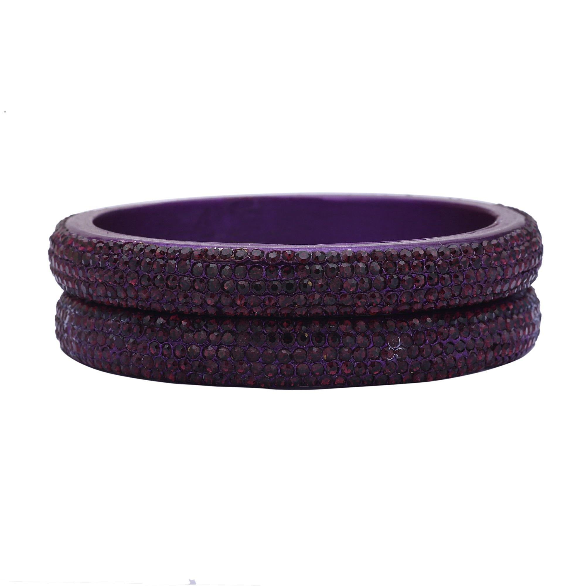 Sukriti Bridal Rajasthani Purple Lac Bangles for Women - Set of 2