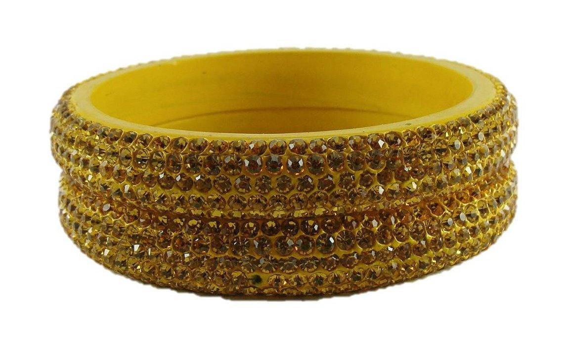 Sukriti Bridal Rajasthani Yellow Lac Bangles for Women - Set of 2
